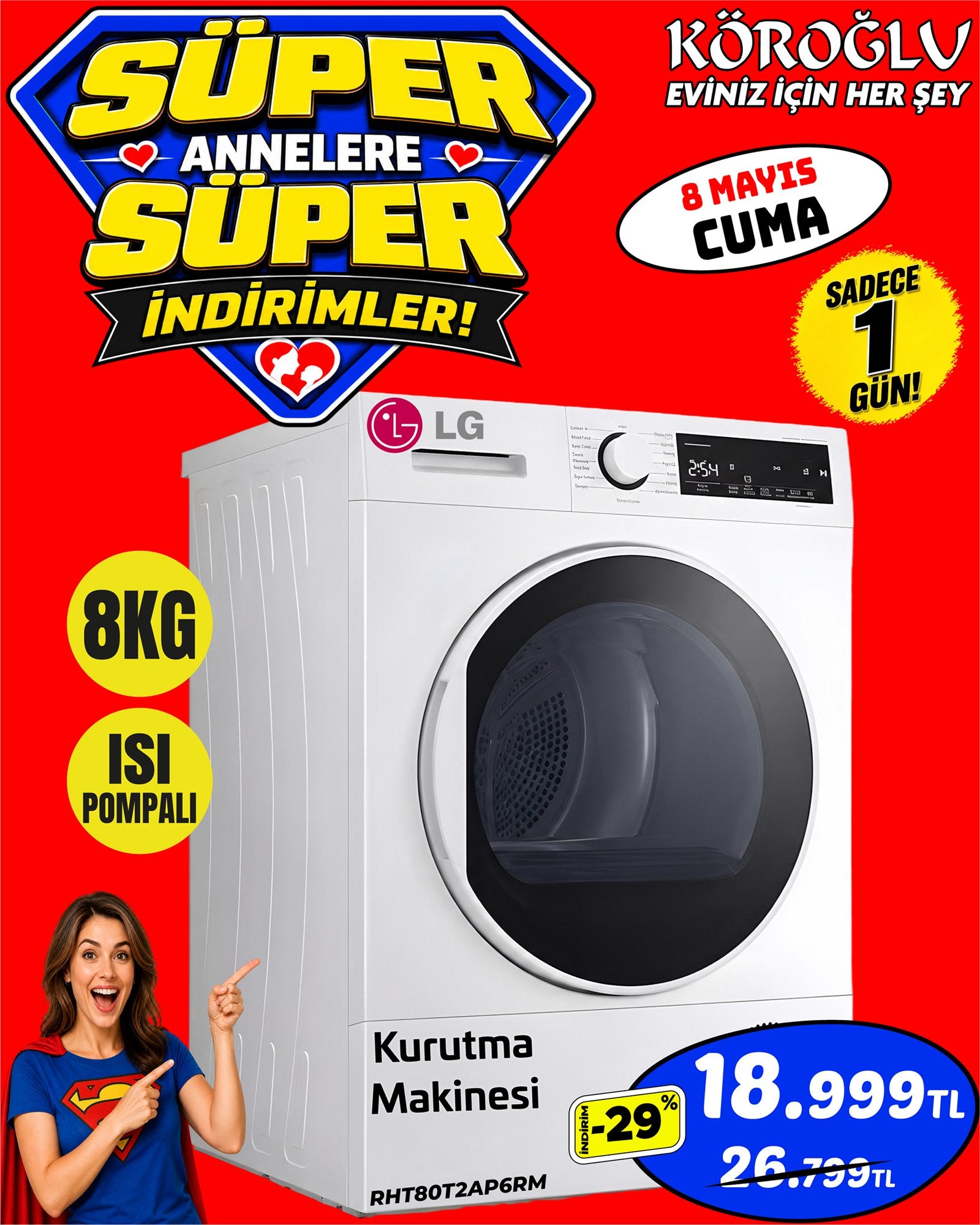 LG 8 Kg Isı Pompalı Kurutma Makinesi Main image