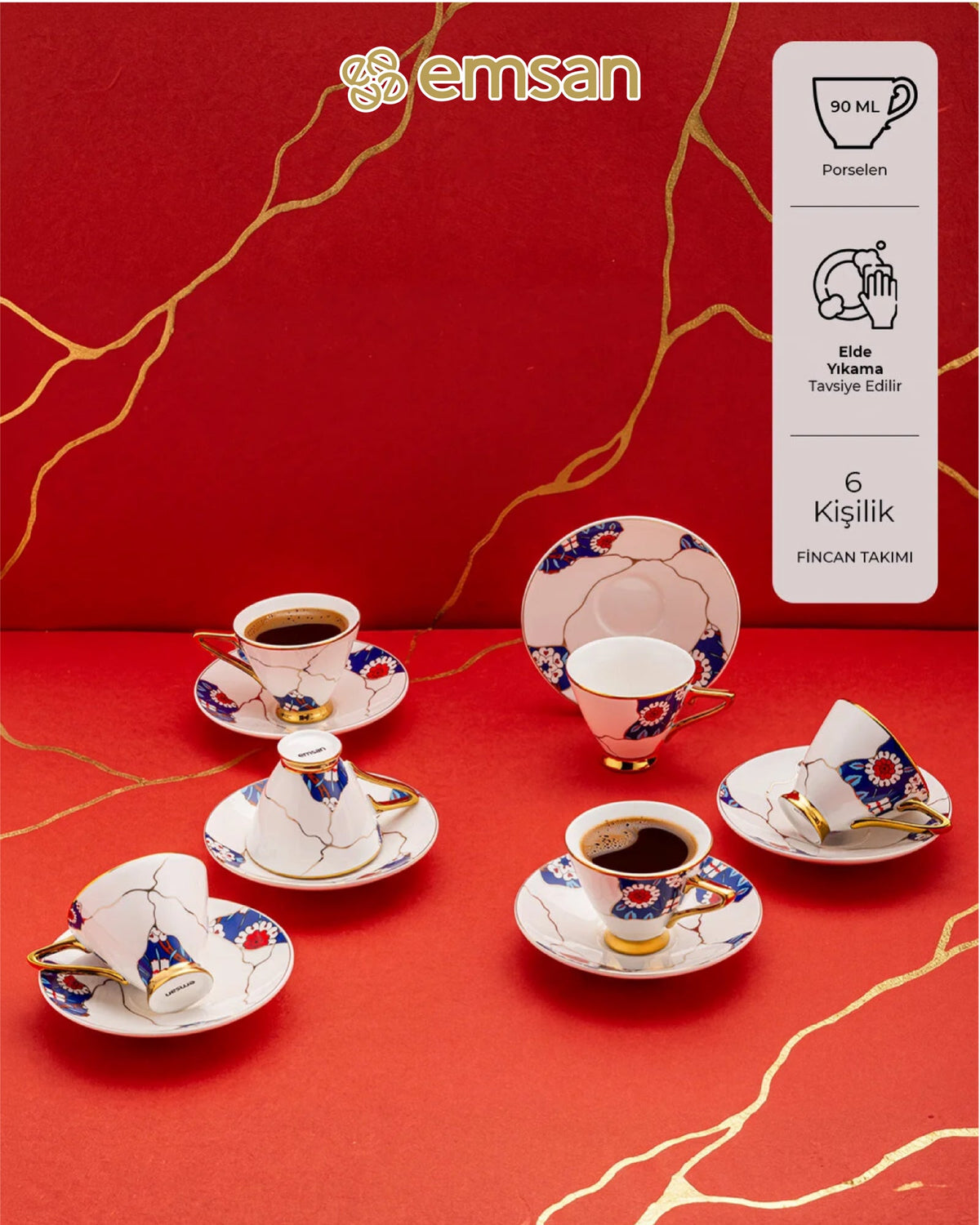 Emsan Kintsugi 6 Kişilik Kahve Fincan Takımı Ürün ana görseli