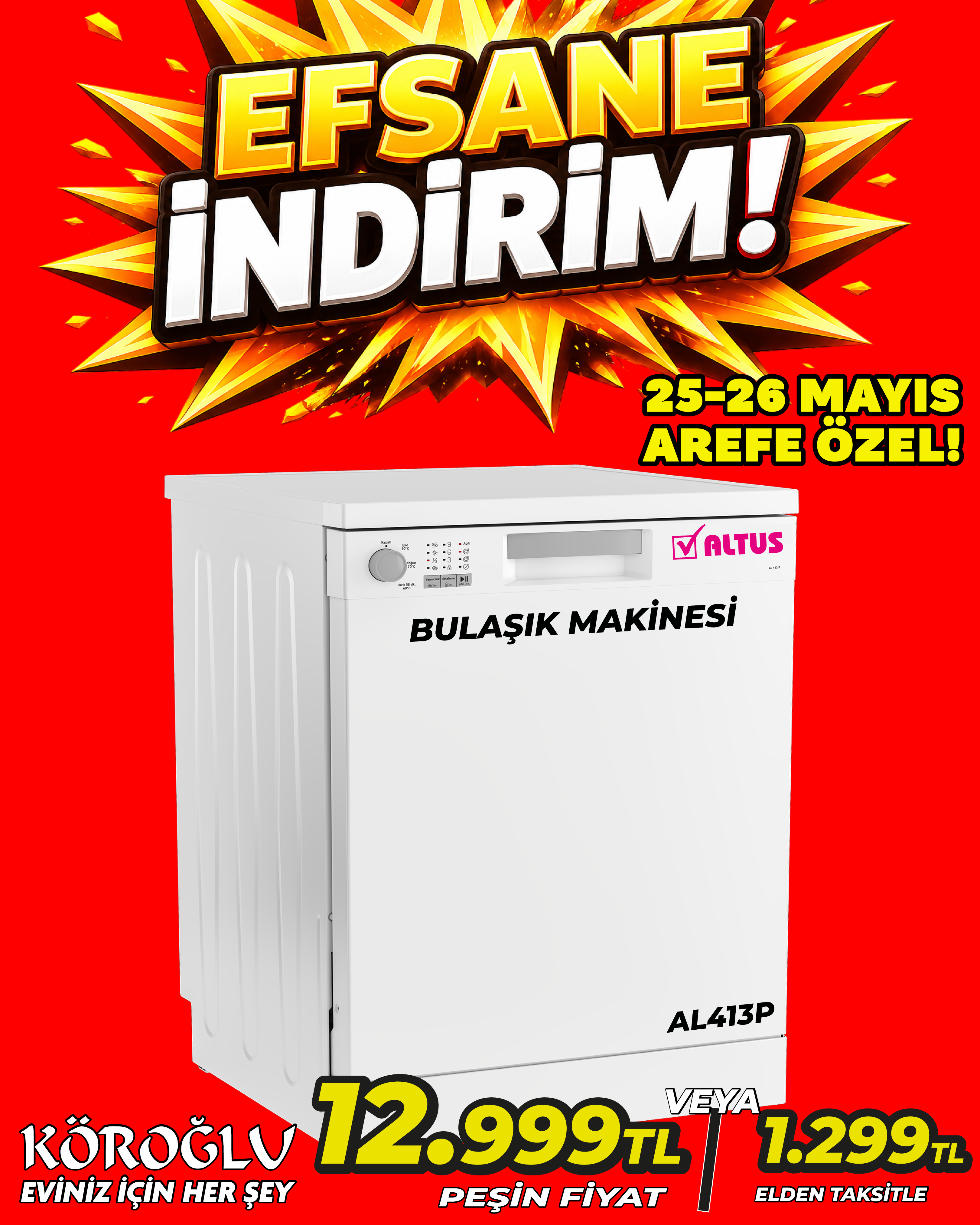 Altus Bulaşık Makinesi AL413P