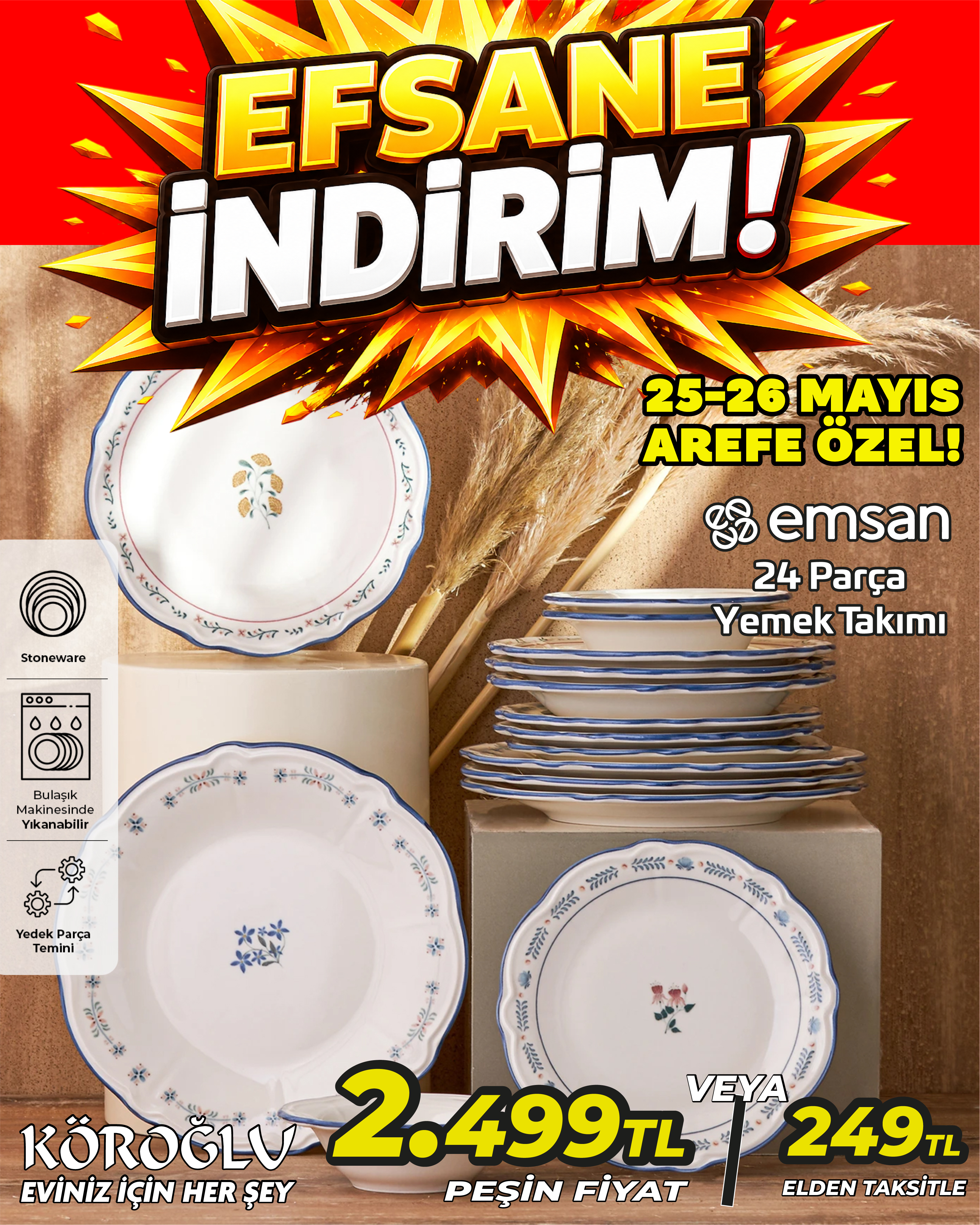 Emsan 24 Parça Yemek Takımı Main image