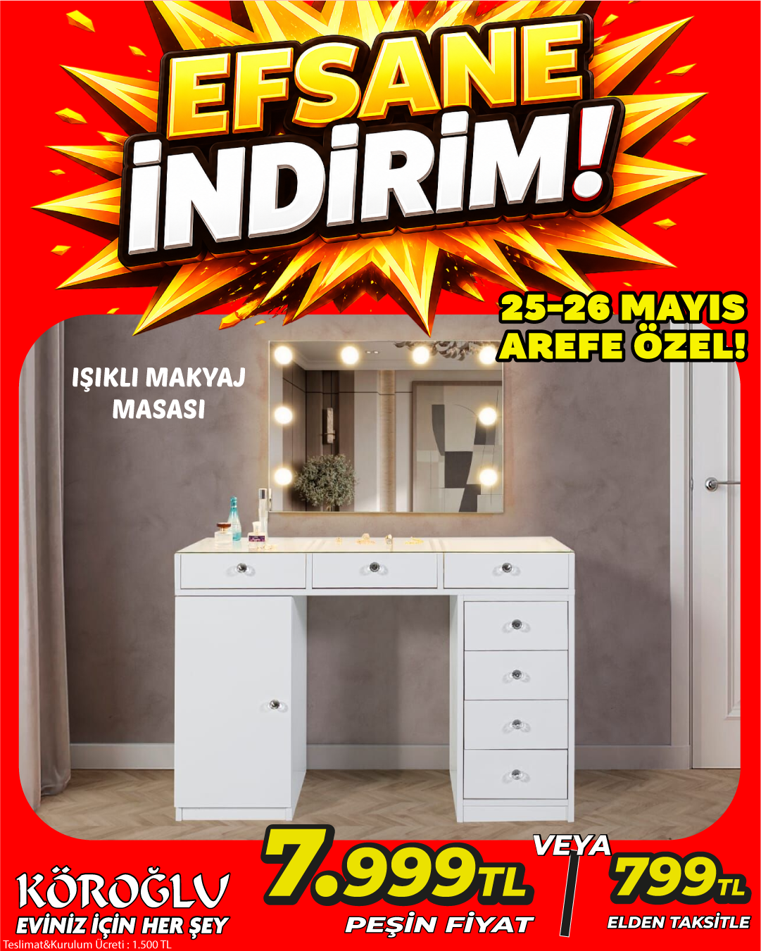 Işıklı Makyaj Masası Main image