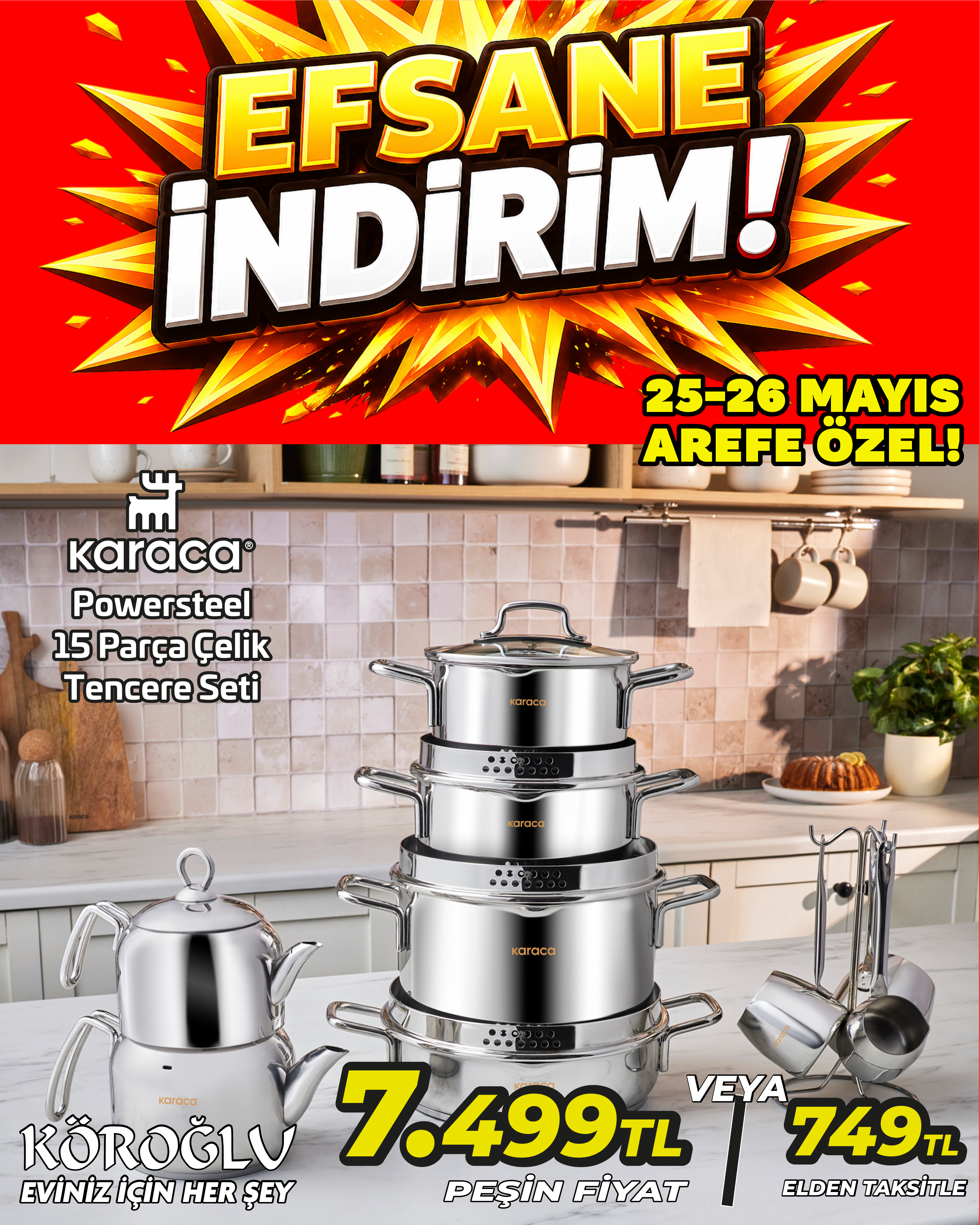 Karaca Powersteel 15 Parça Çelik Tencere Seti Main image