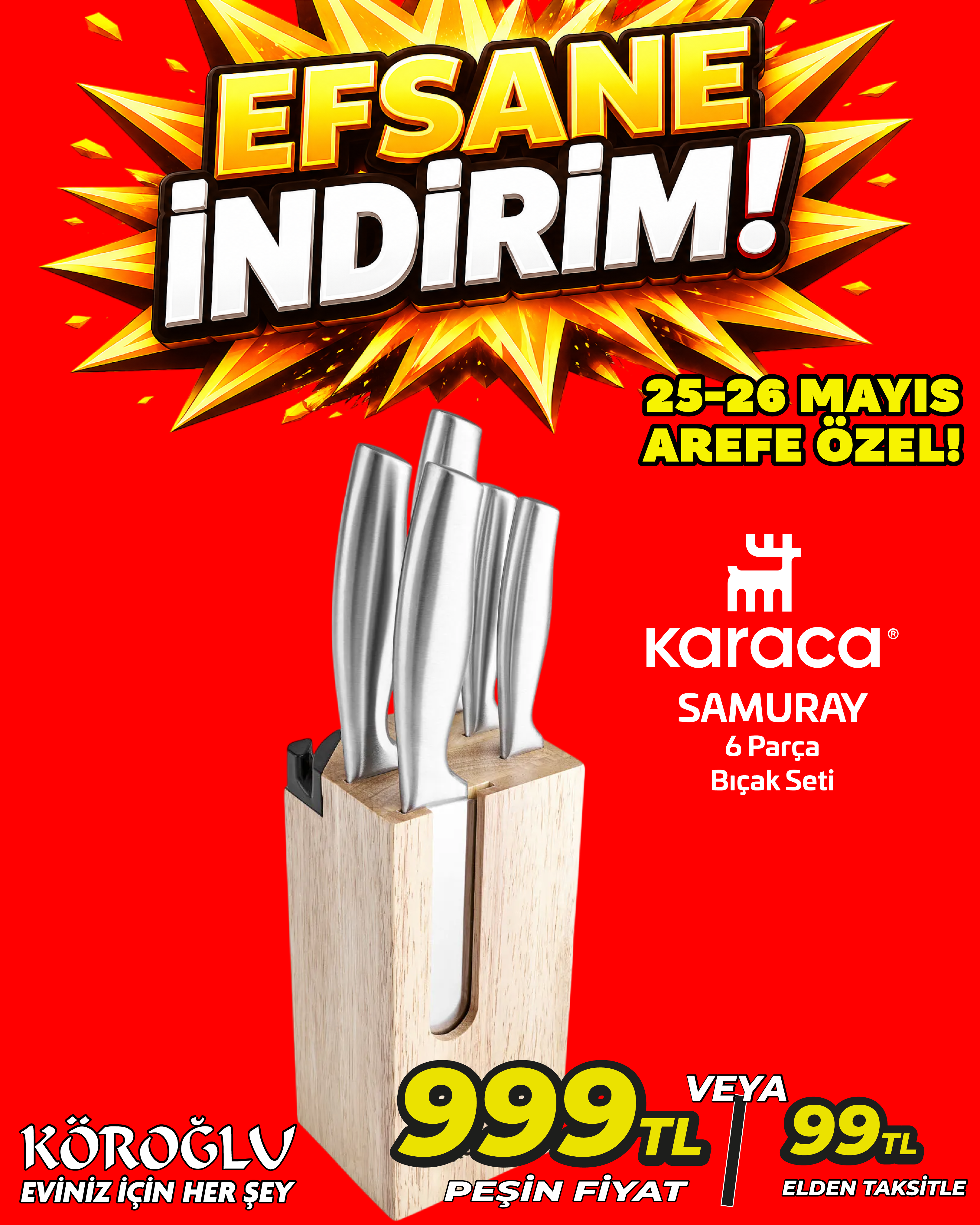 Karaca Samuray 6 Parça Bıçak Seti