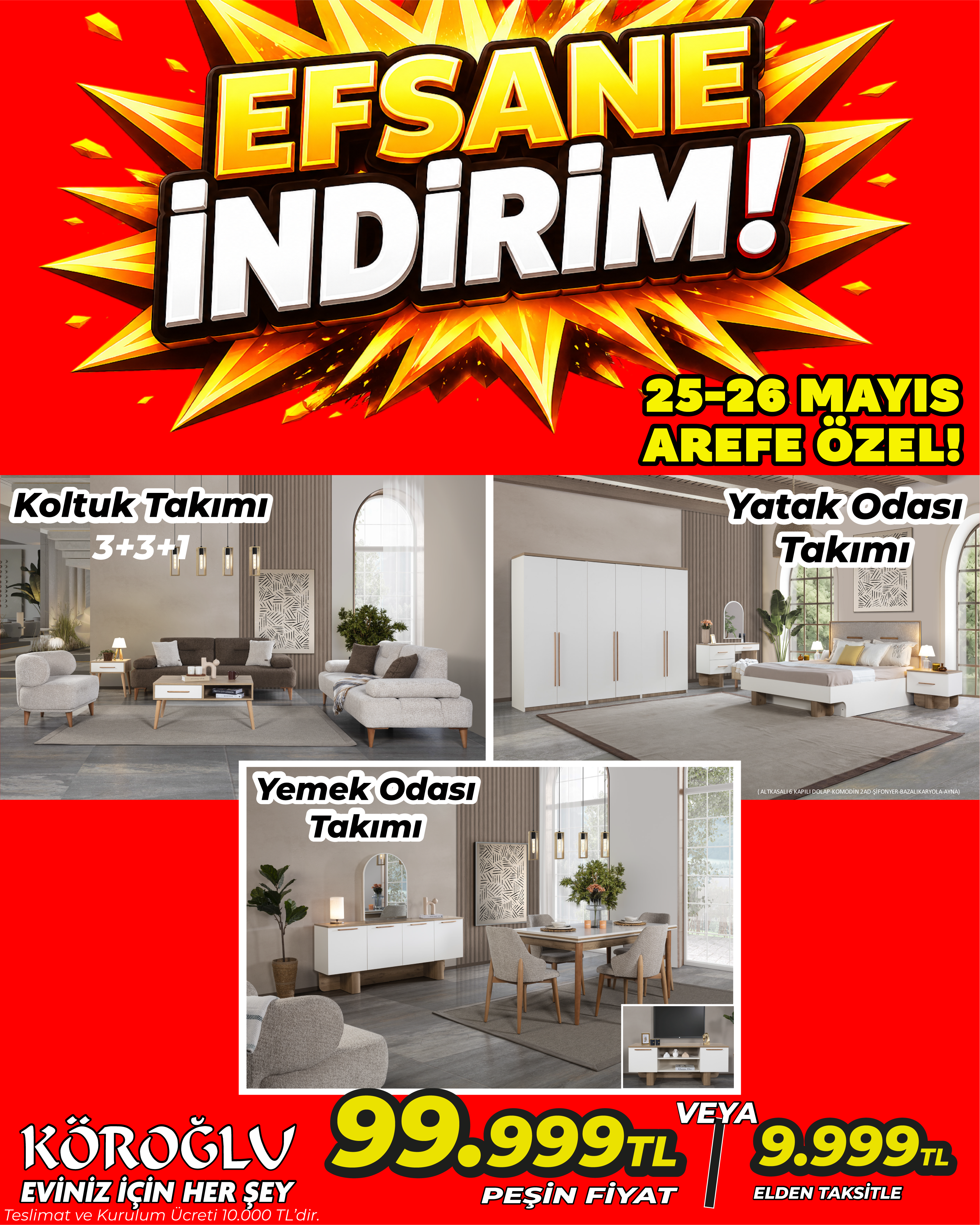 Koltuk, Yemek ve Yatak Odası Takımı Main image