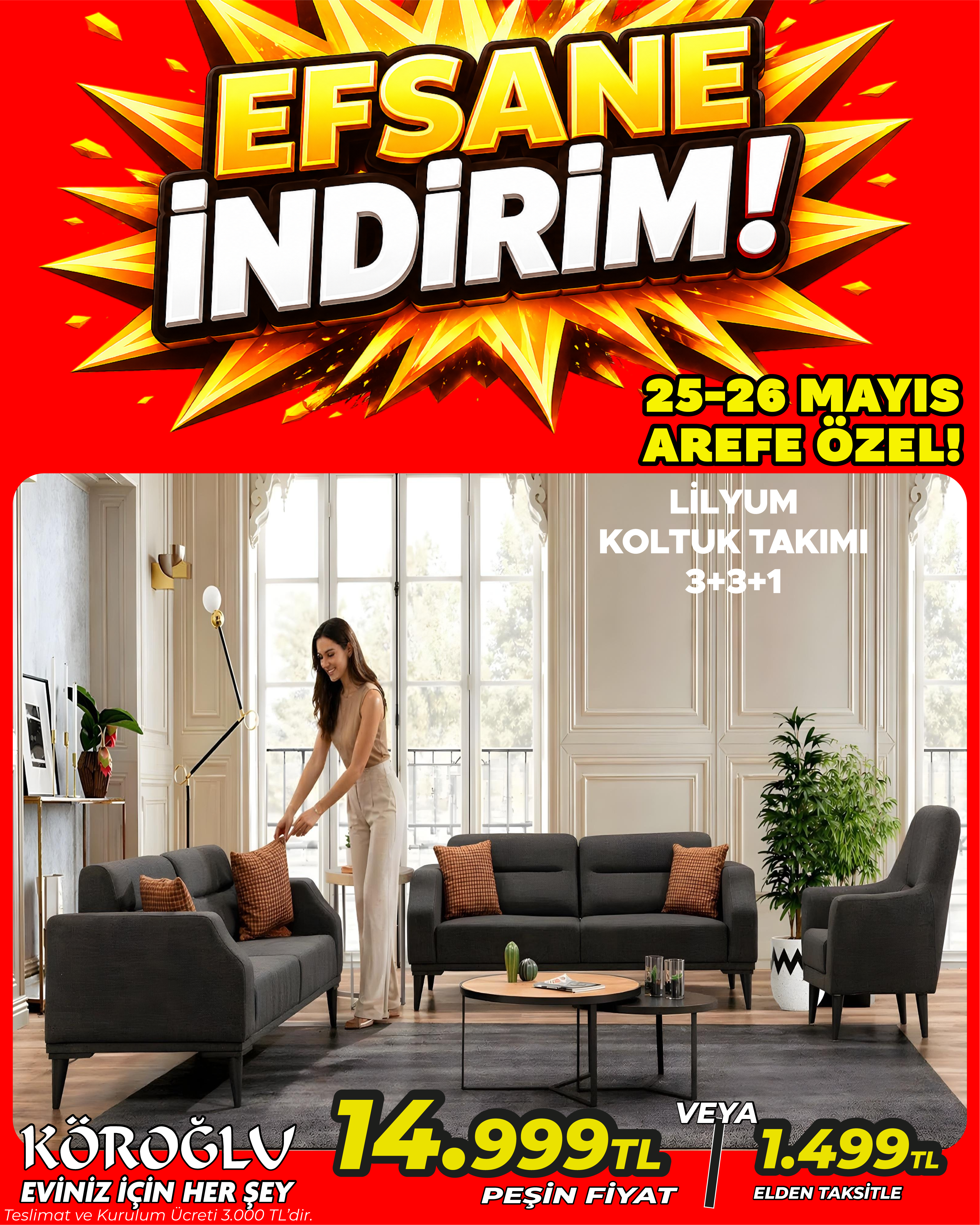 Lityum Koltuk Takımı 3+3+1