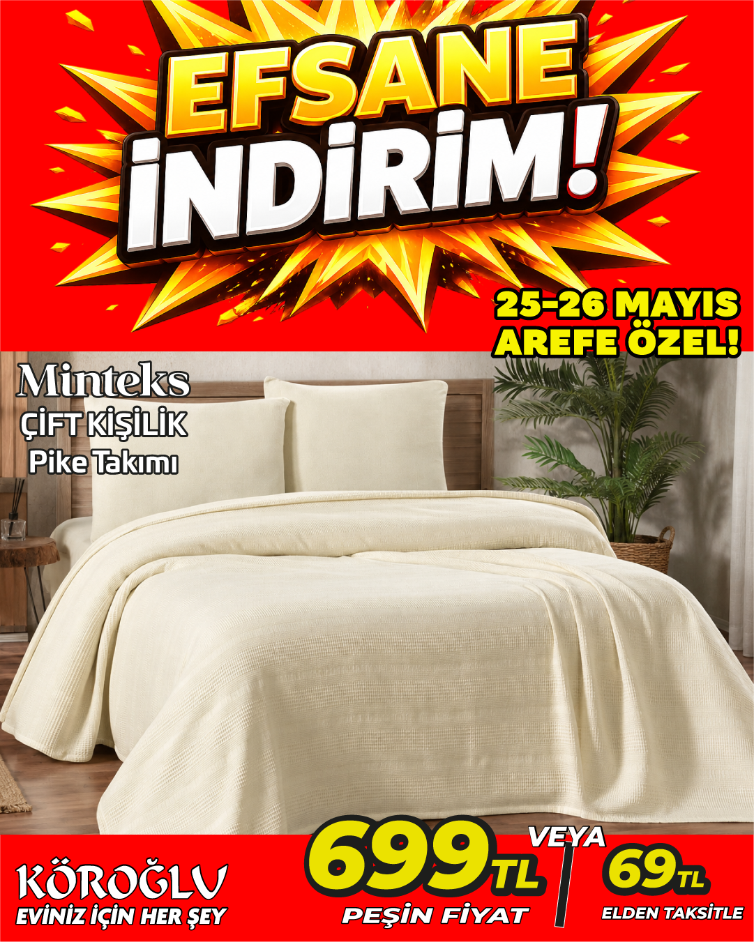 Minteks Çift Kişilik Pike Takımı