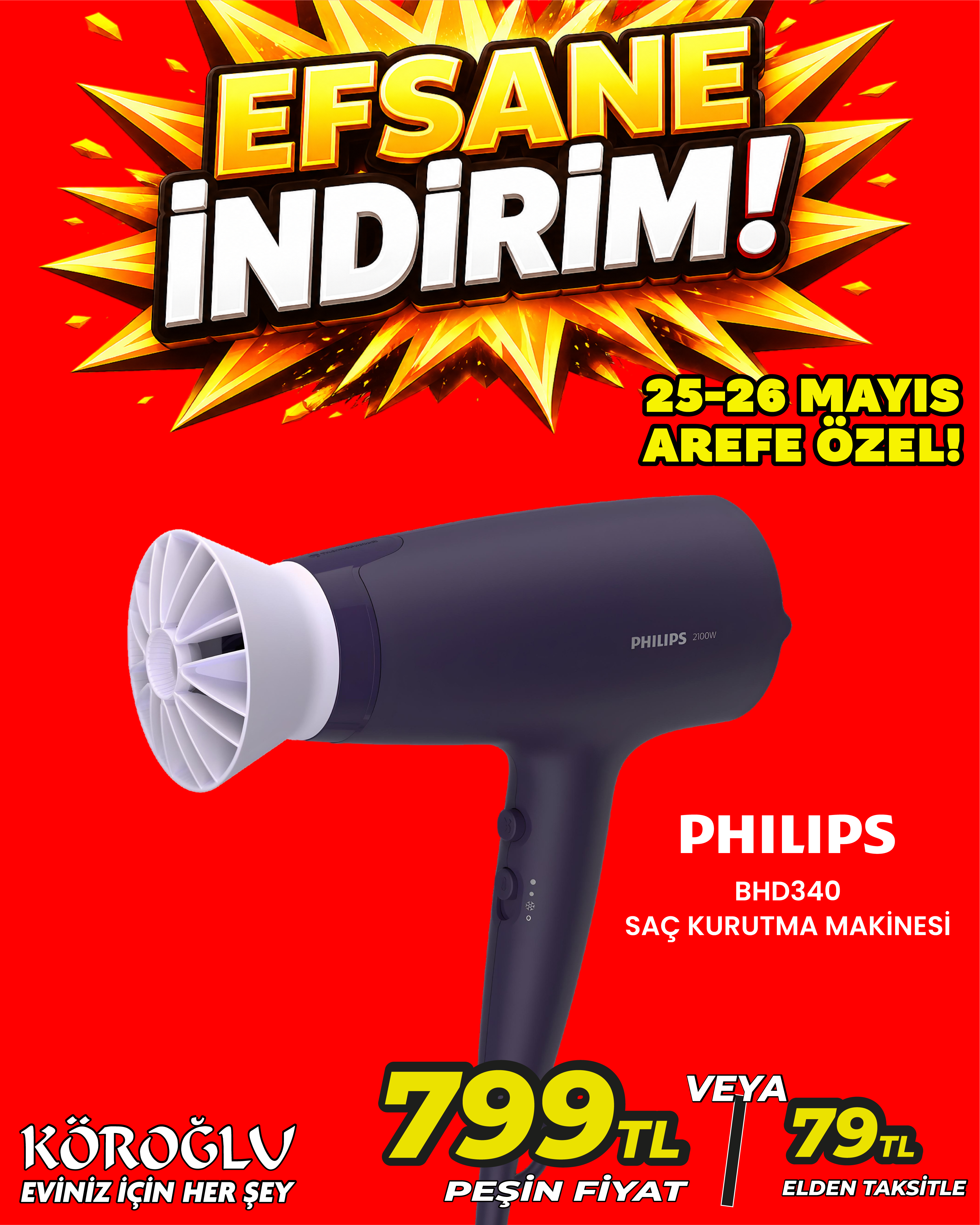 Philips BHD340 Saç Kurutma Makinesi Main image