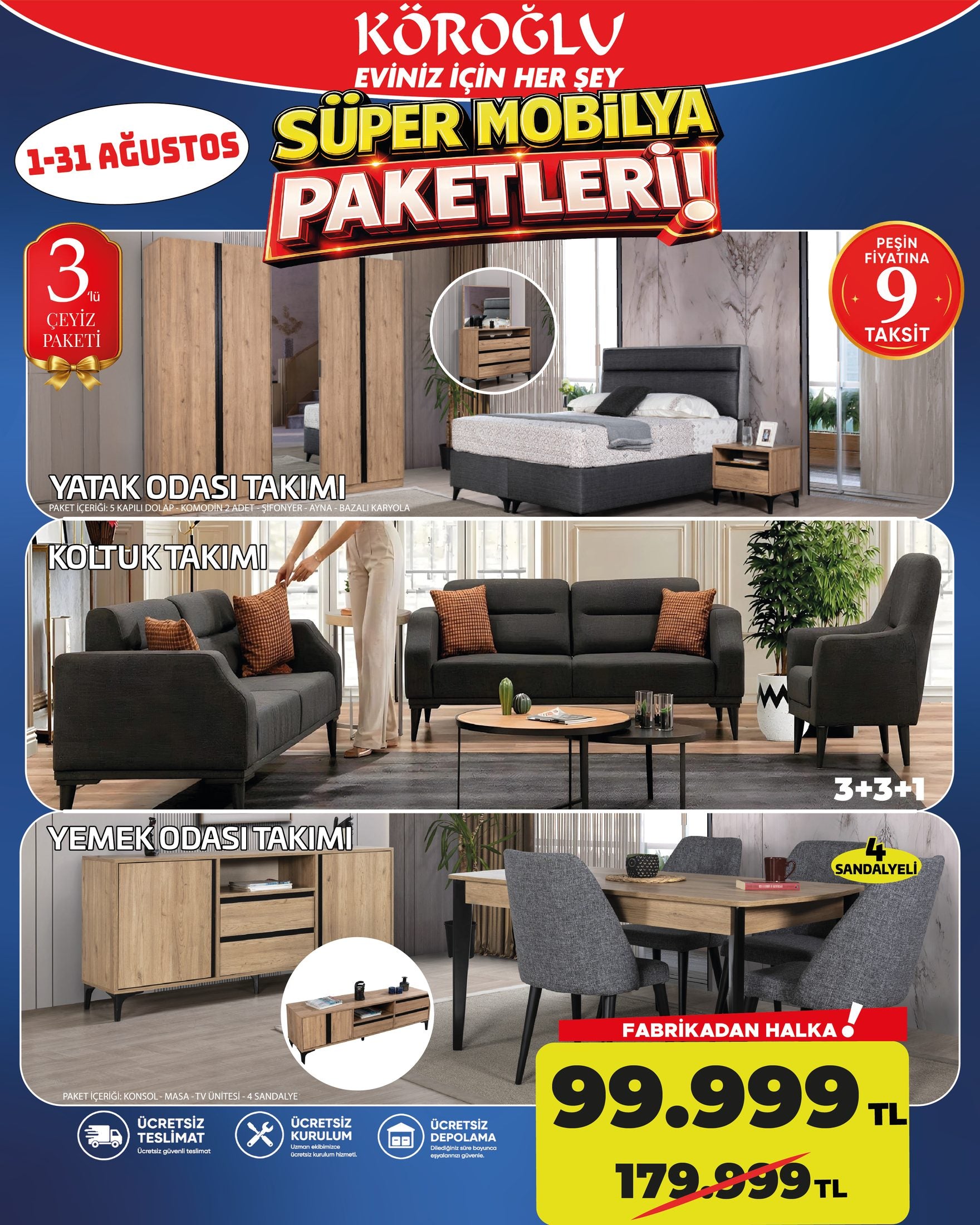 3'lü Çeyiz Paketi Antrasit Main image