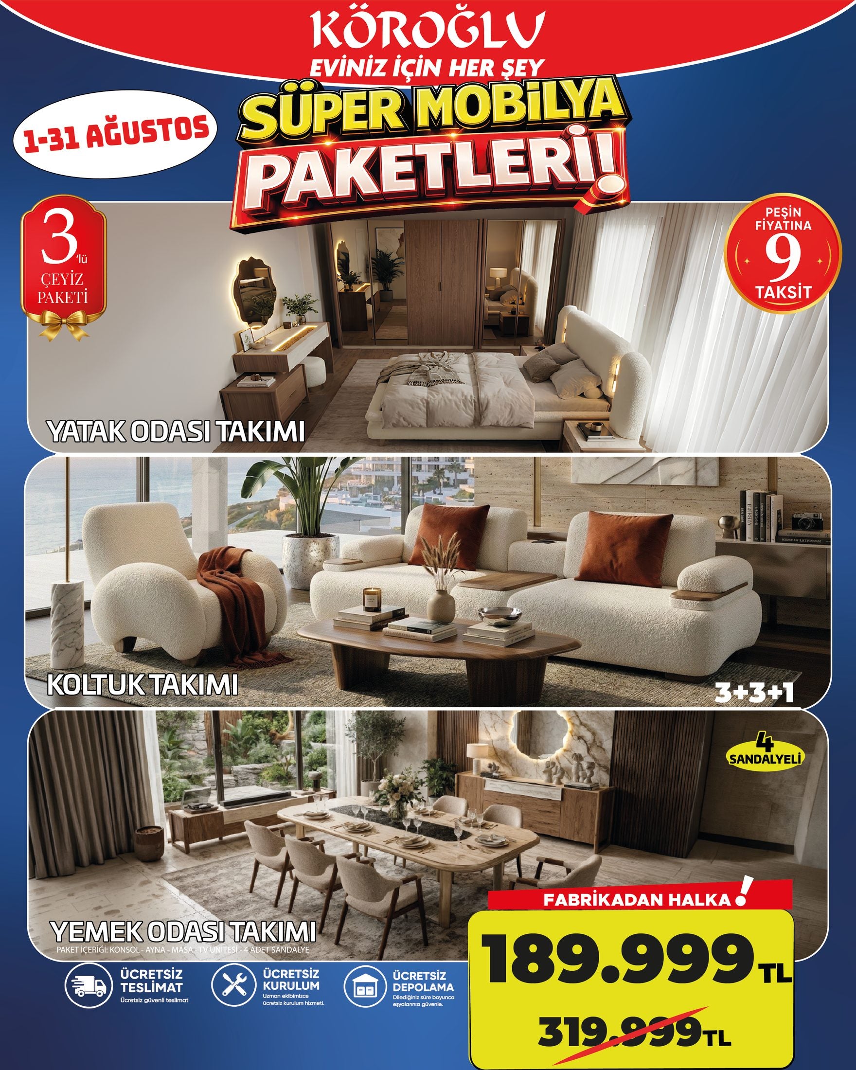 3'lü Çeyiz Paketi Kahve Main image
