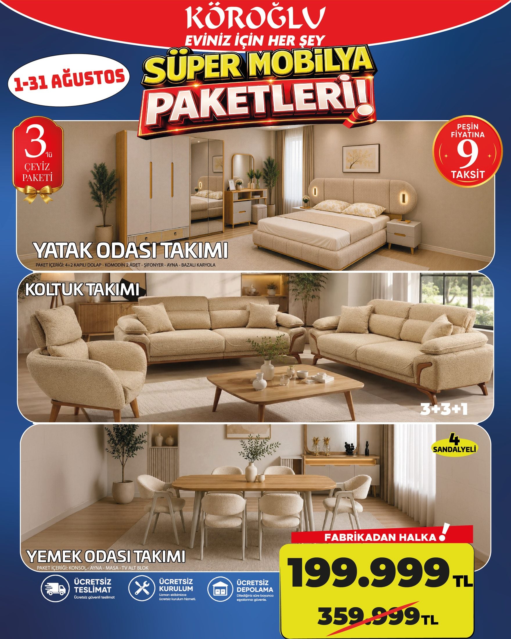 3'lü Çeyiz Paketi Krem Main image