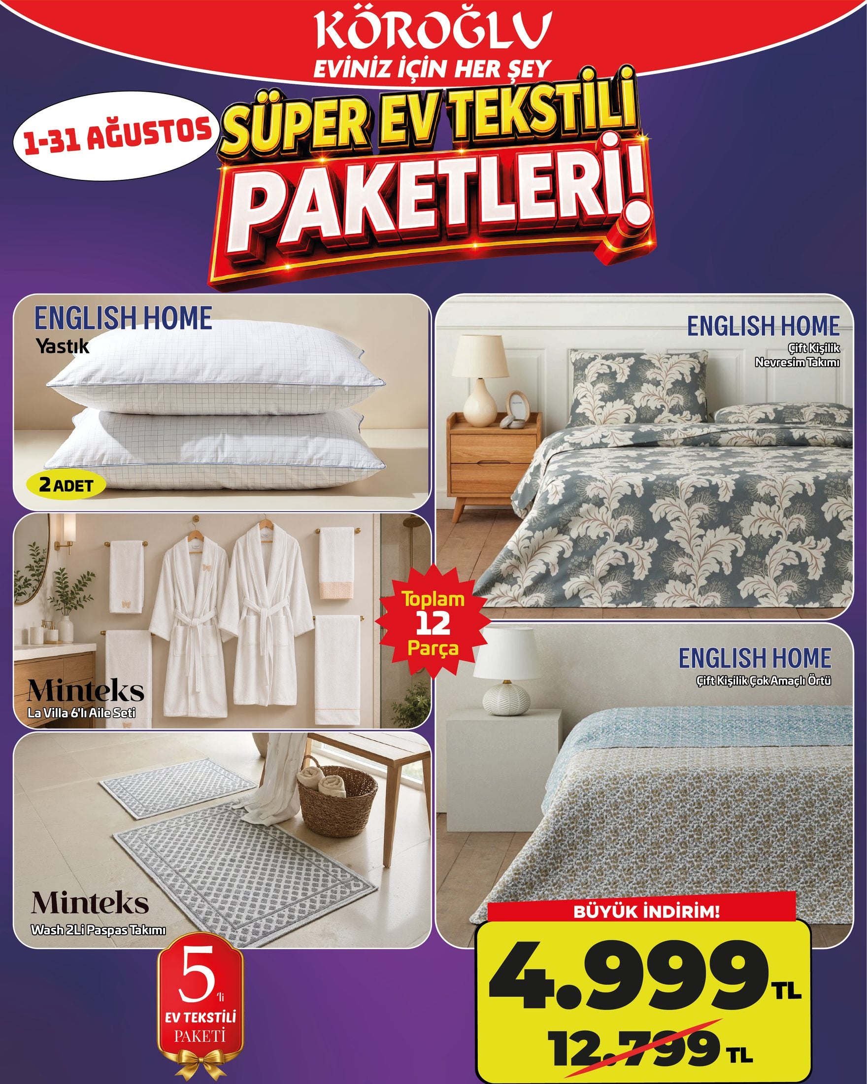 5'li Ev Tekstili Paketi Mavi Main image