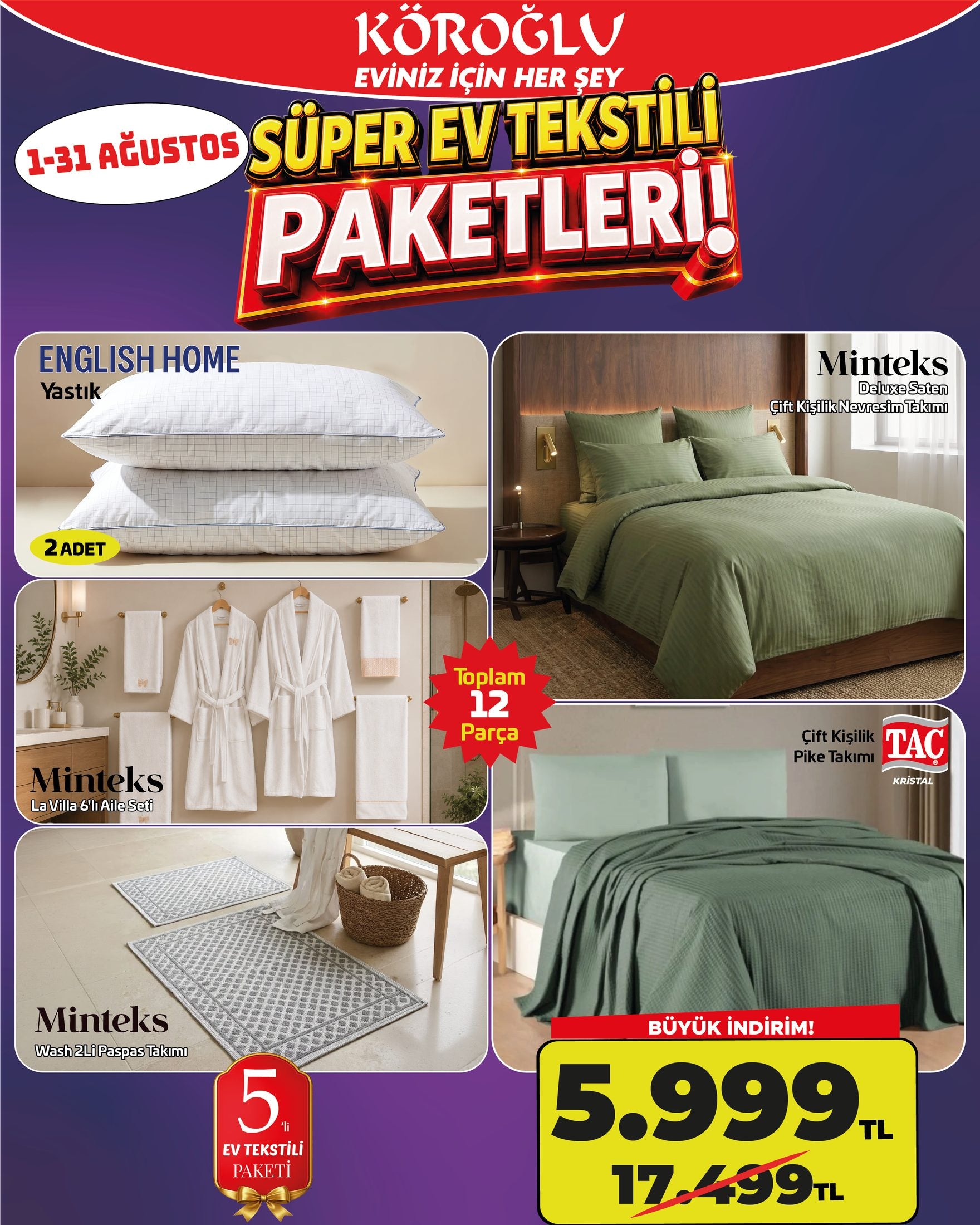 5'li Ev Tekstili Paketi Yeşil