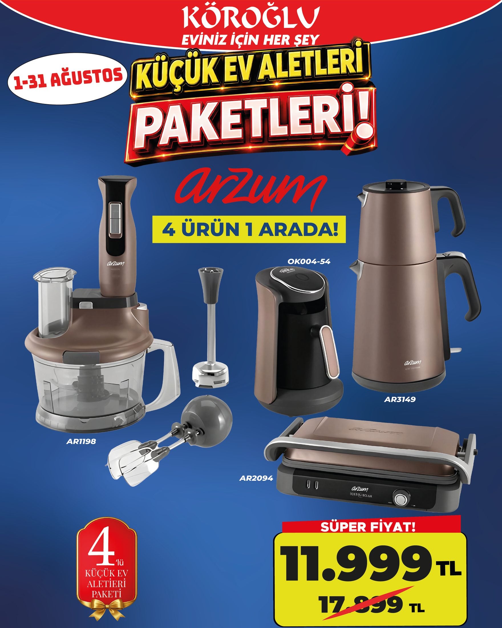 Arzum 4'lü Küçük Ev Aletleri Paketi