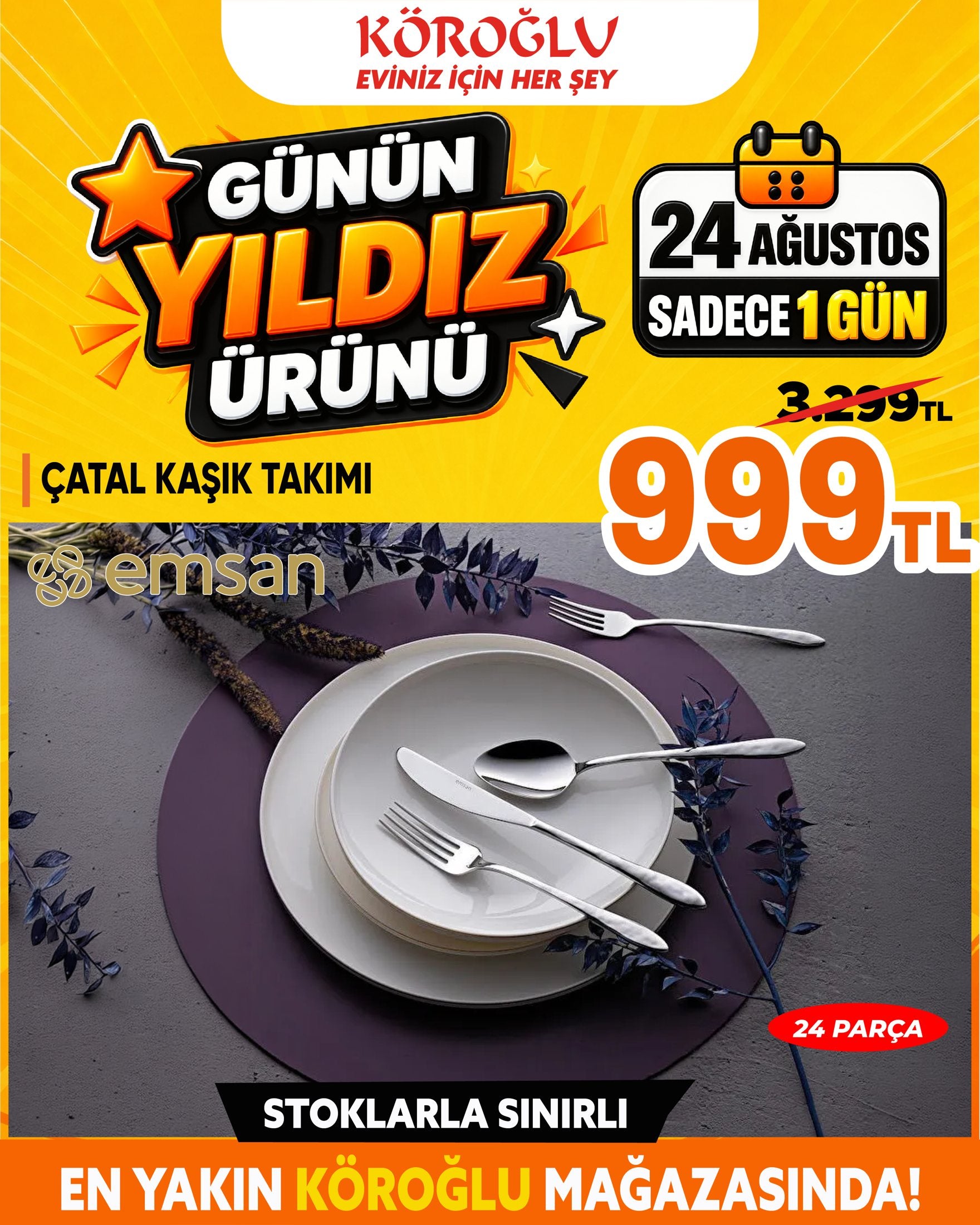 Emsan Çatal Kaşık Takımı 24 Parça Main image