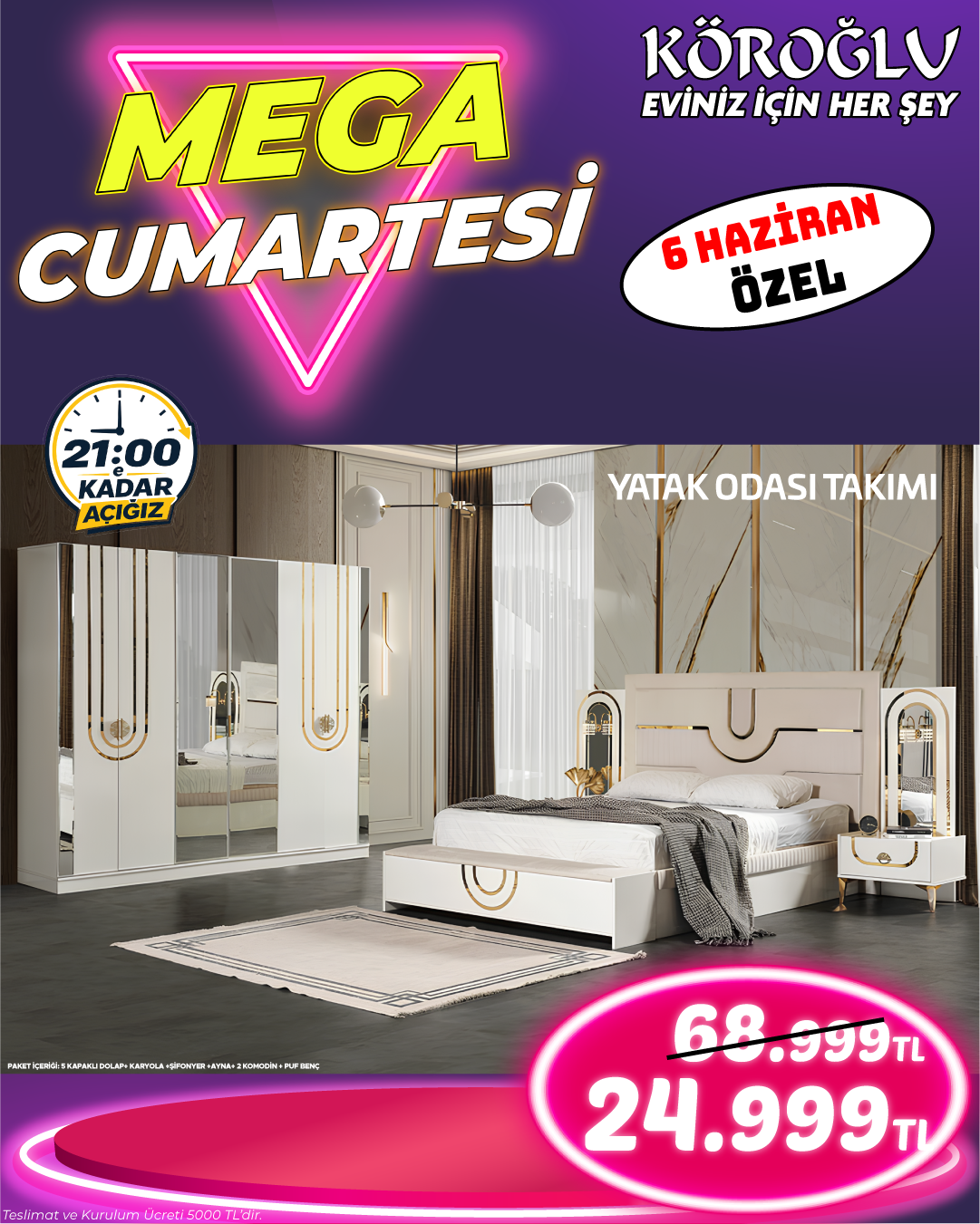 5 Kapaklı Yatak Odası Takımı
