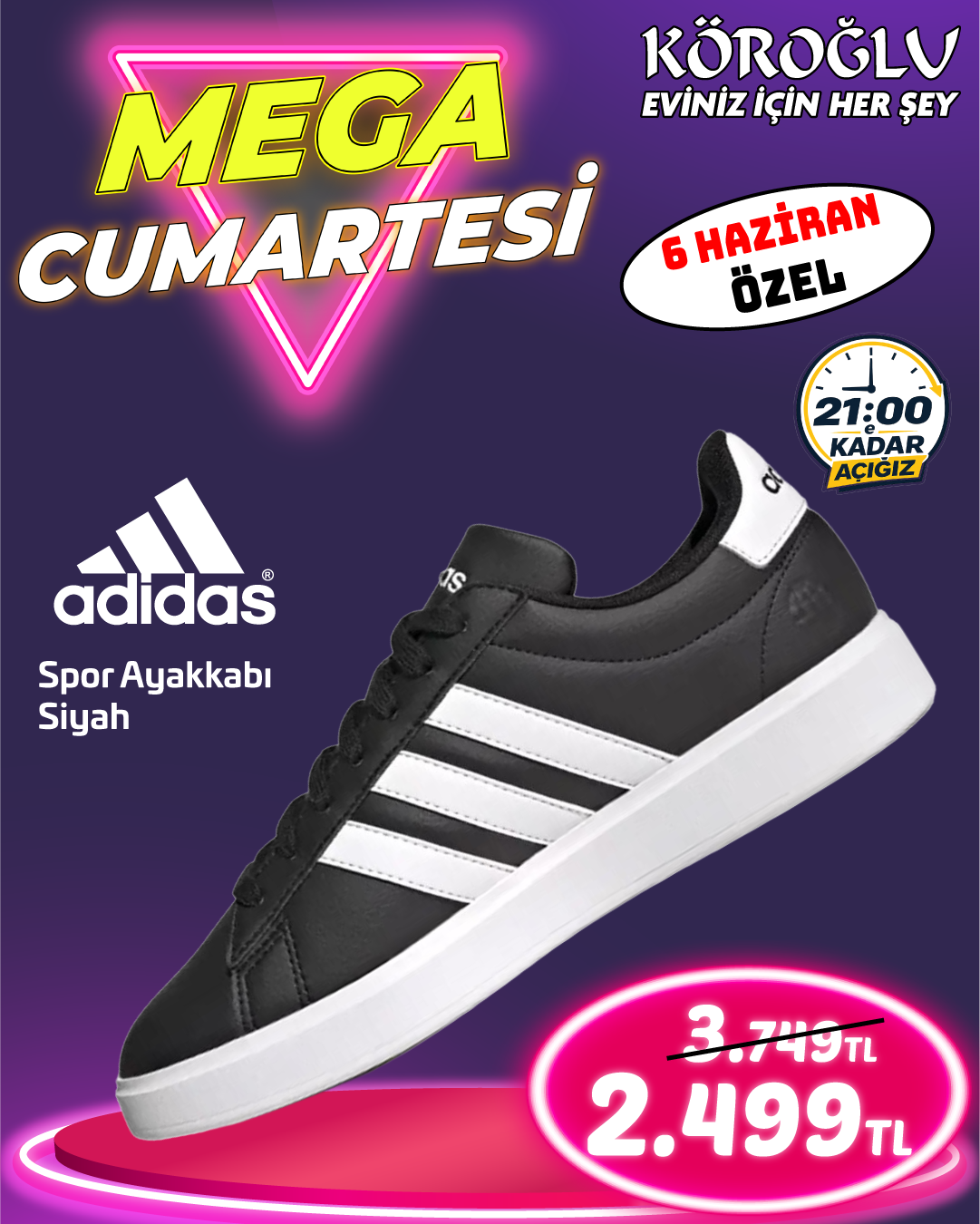 Adidas Spor Ayakkabı Siyah