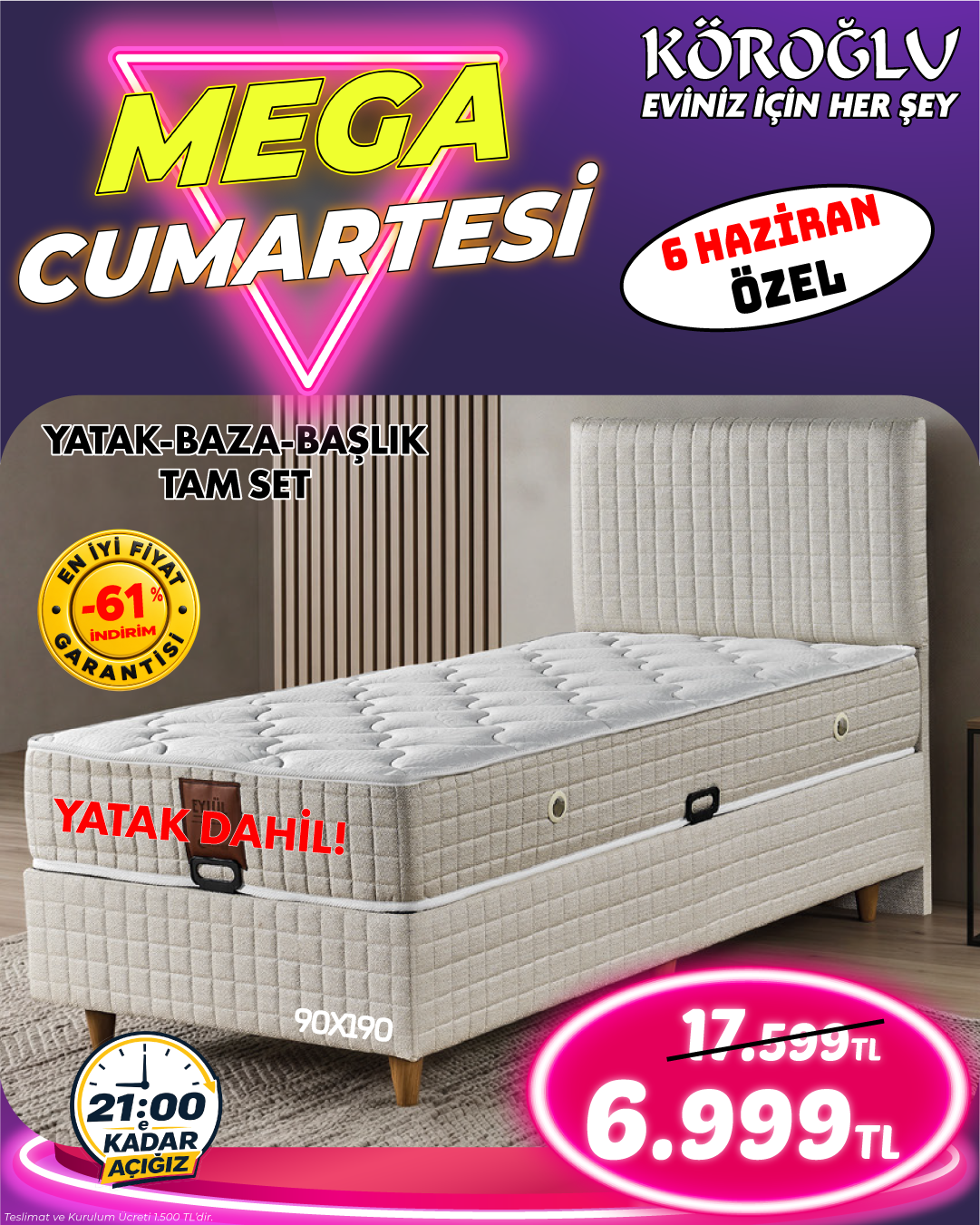 Çift Kişilik Yatak Baza Başlık Tam Set Main image