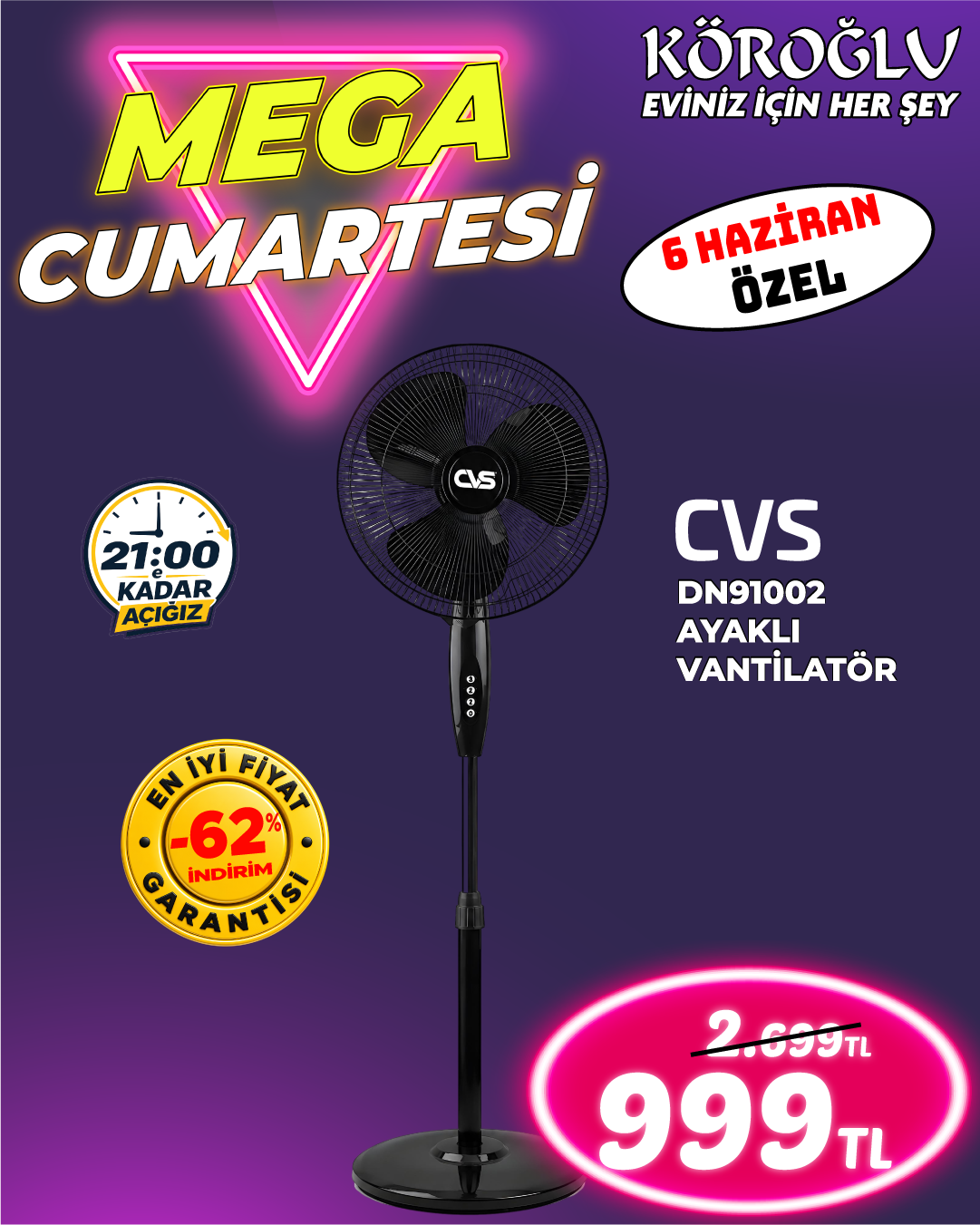 Cvs DN91002 Ayaklı Vantilatör Main image