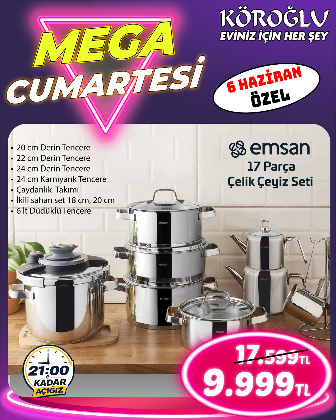 Emsan 17 Parça Çelik Çeyiz Seti