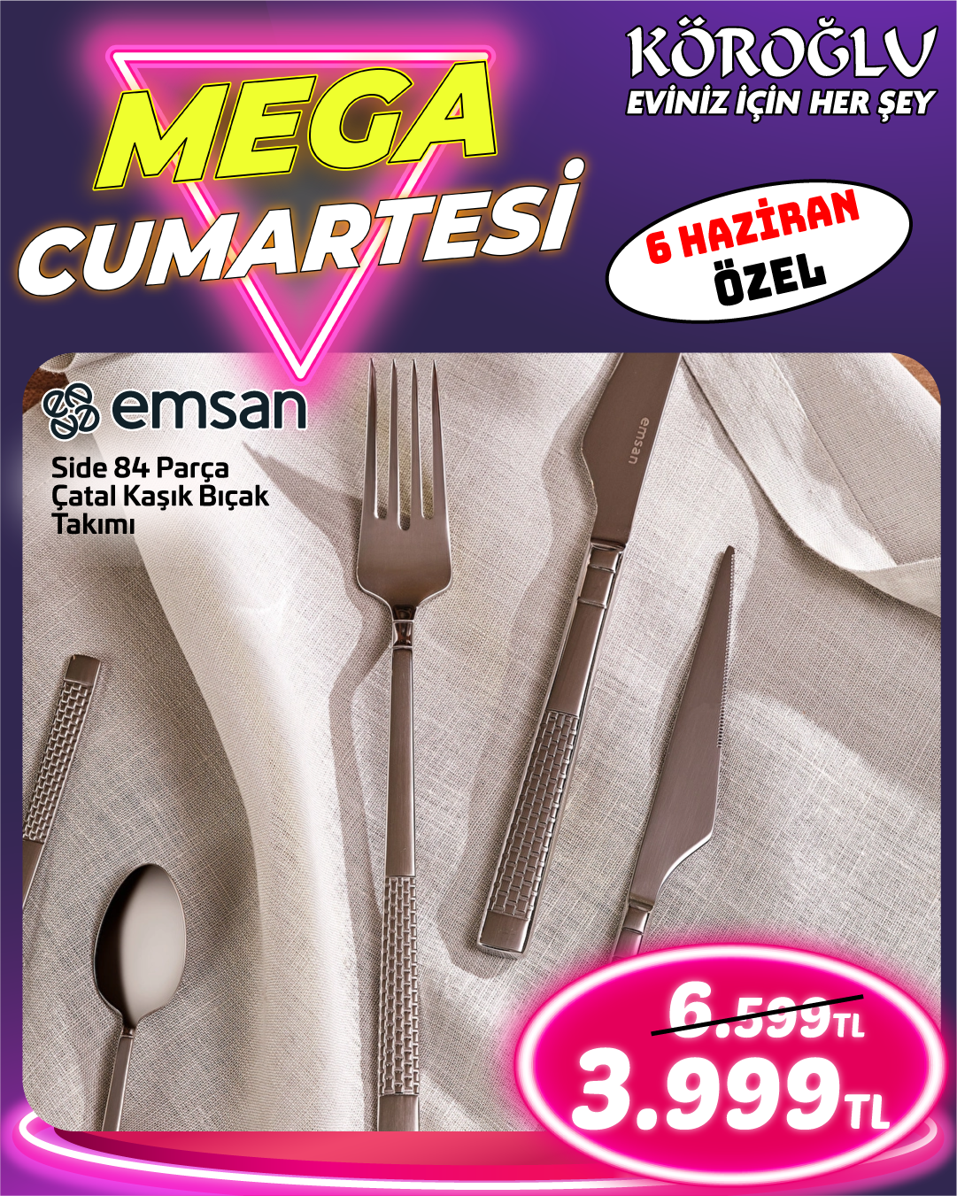 Emsan Side 84 Parça Çatal Kaşık Bıçak Takımı Main image