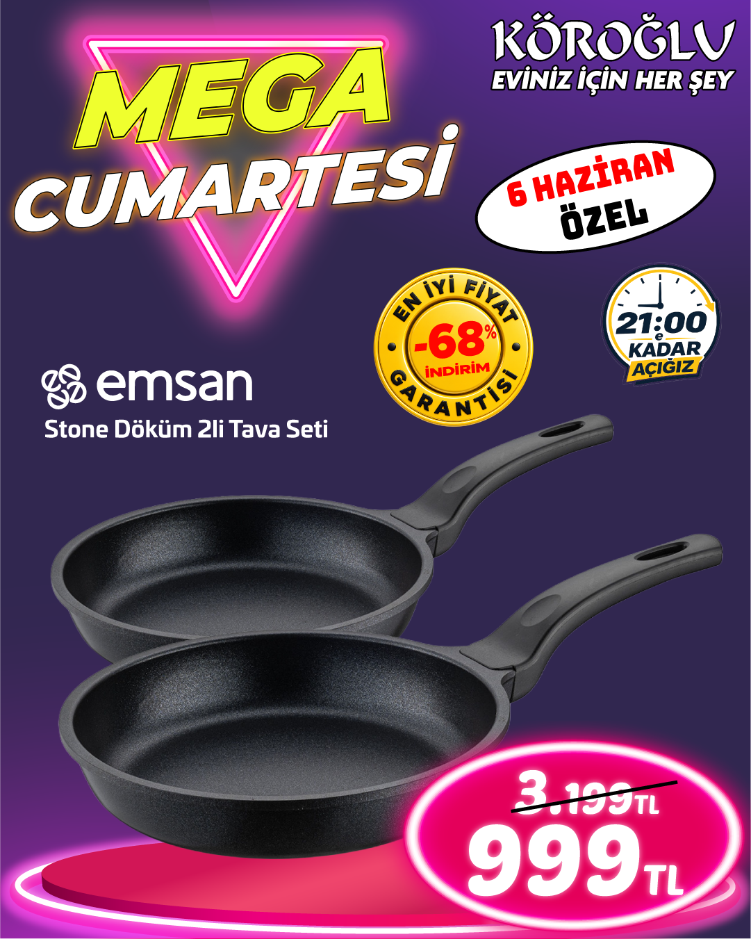 Emsan Stone Döküm 2'li Tava Seti Main image