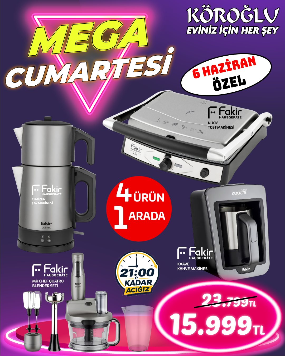 Fakir 4'ü 1 Arada Küçük Ev Aletleri Seti Main image