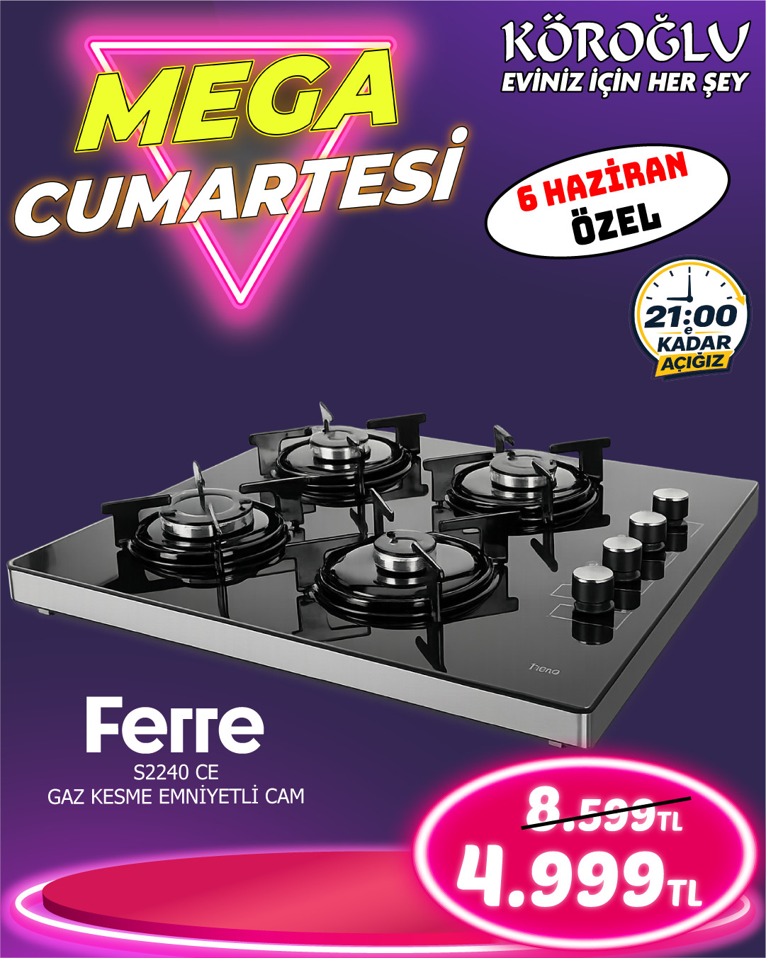 Ferre S2240ce Cam Ocak Main image