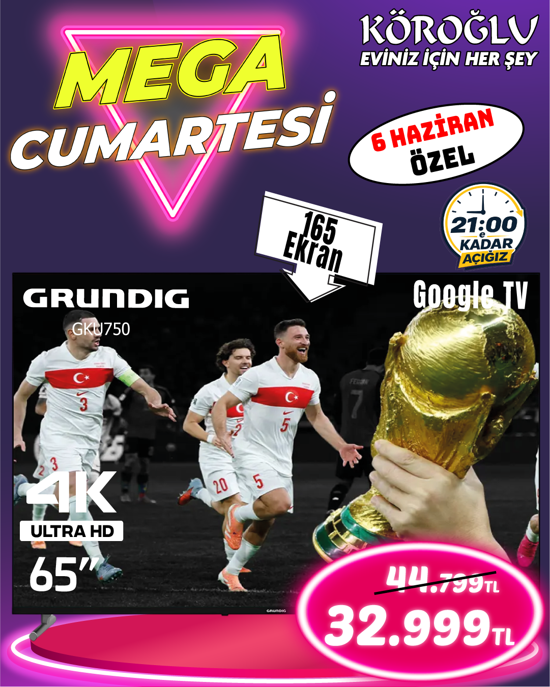 Grundig GKU750 65 İnç Google Tv