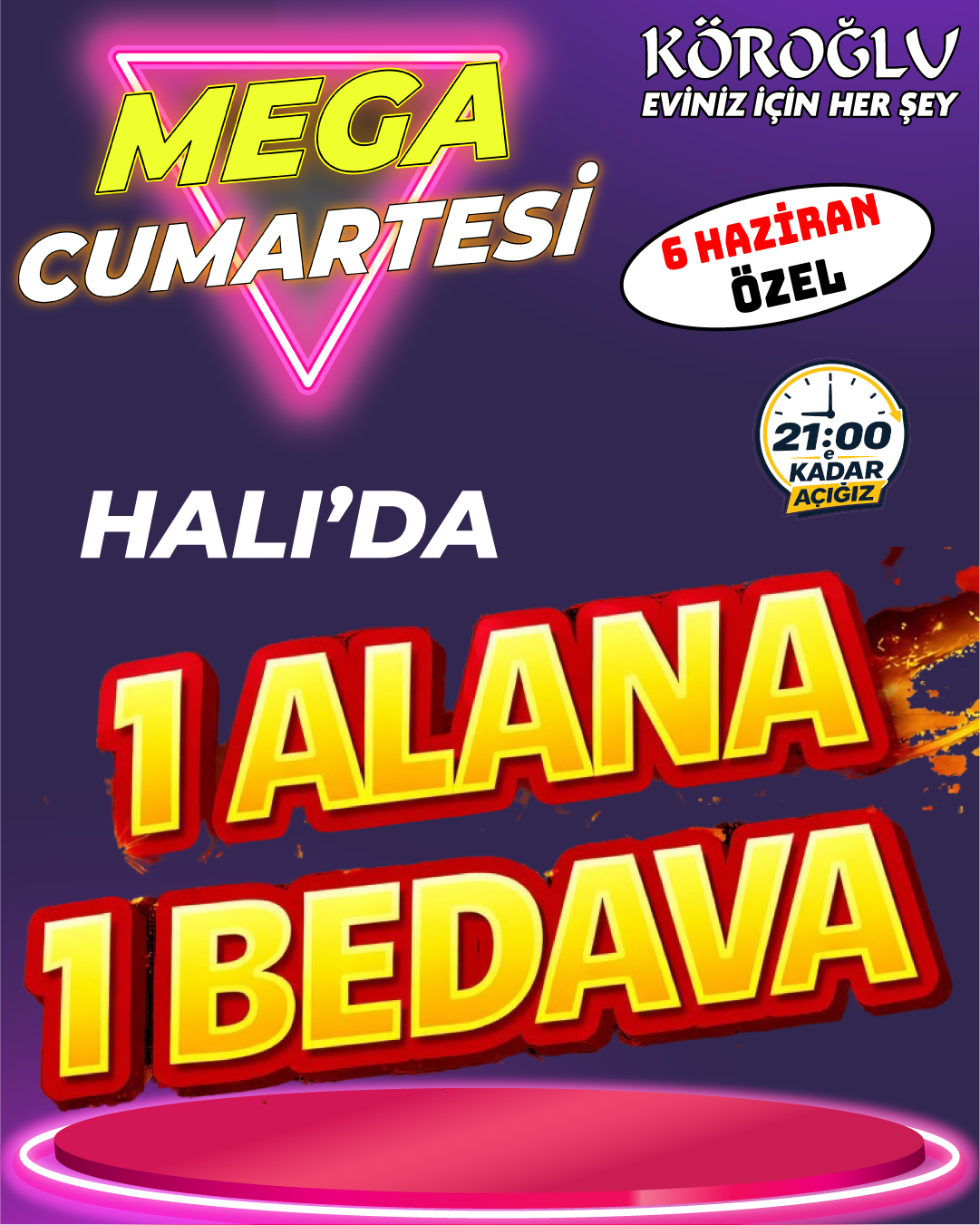 Halıda 1 Alana 1 Bedava
