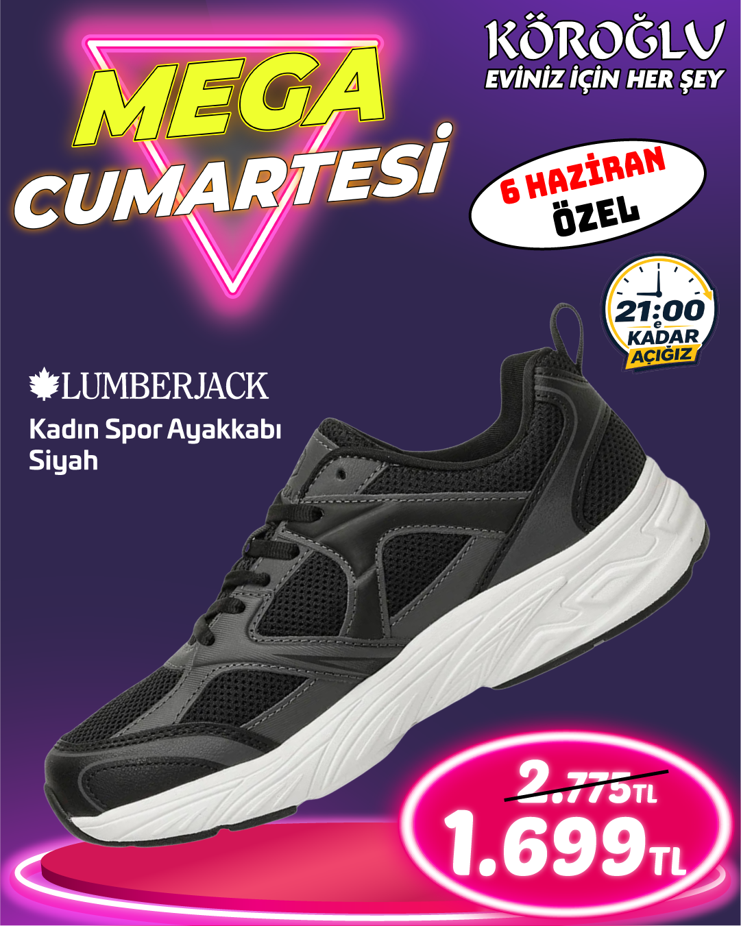 Lumberjack Kadın Spor Ayakkabı Siyah Main image