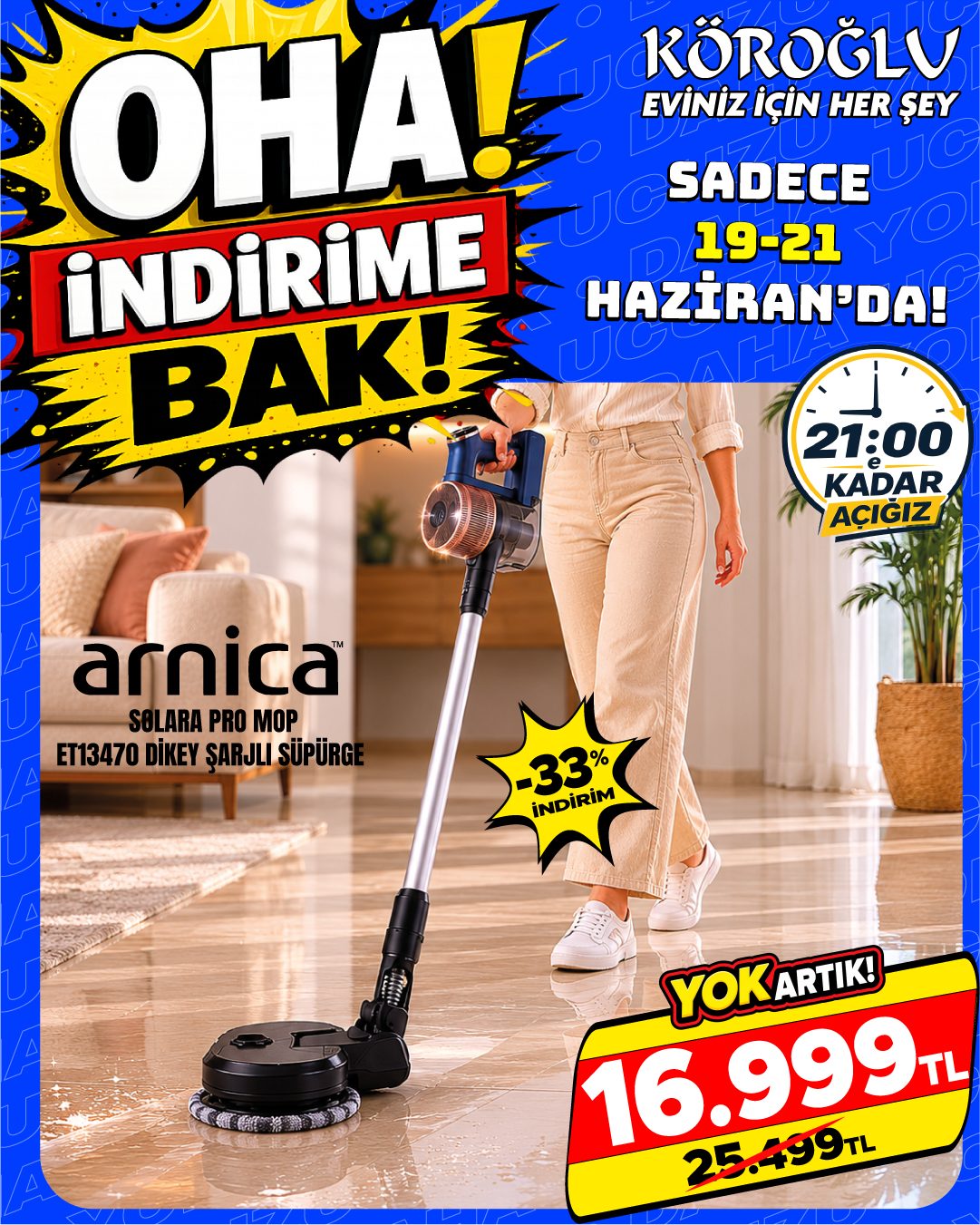Arnica Solara Pro Mop ET13470 Dikey Şarjlı Süpürge