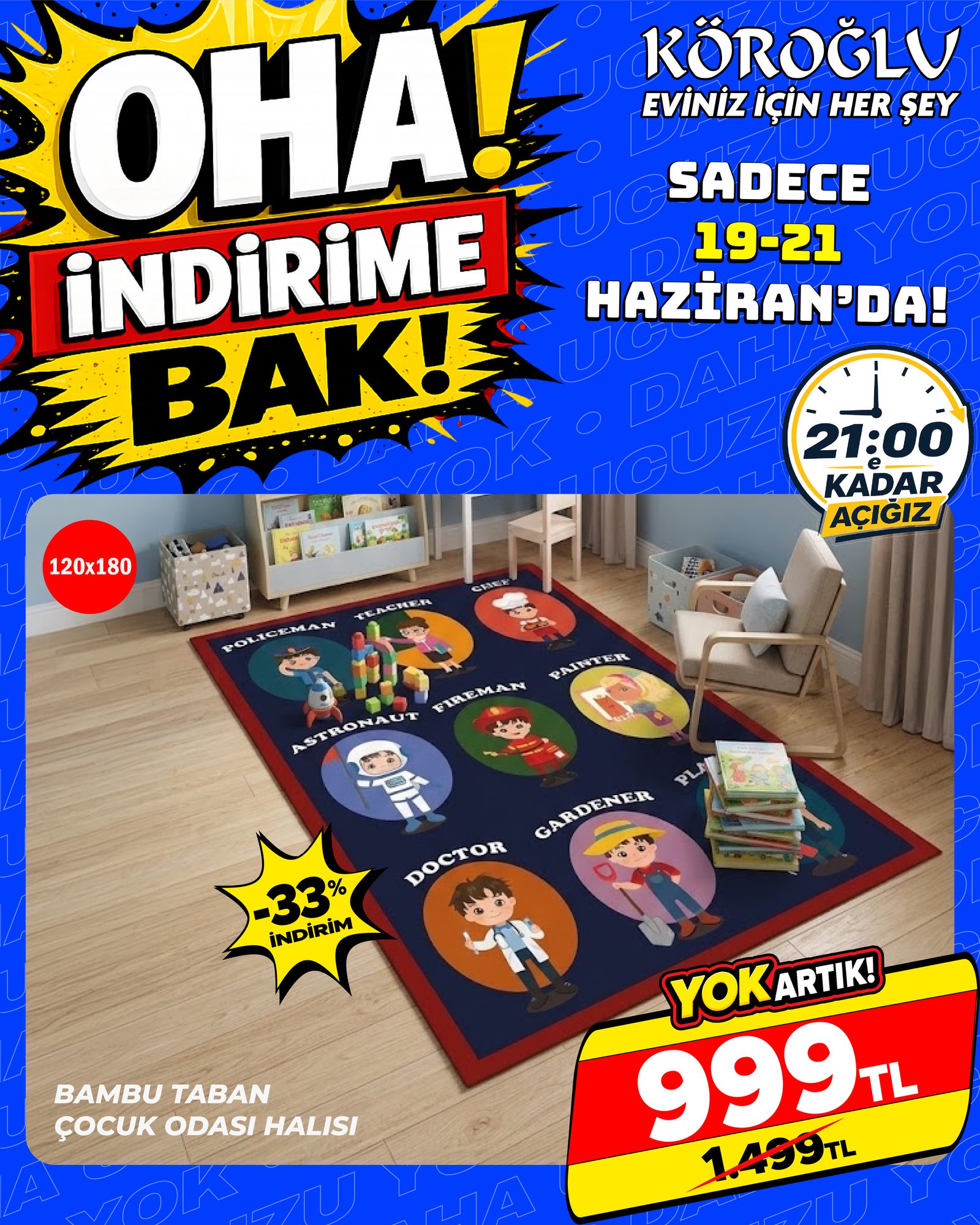 Bambu Taban Çocuk Odası Halısı