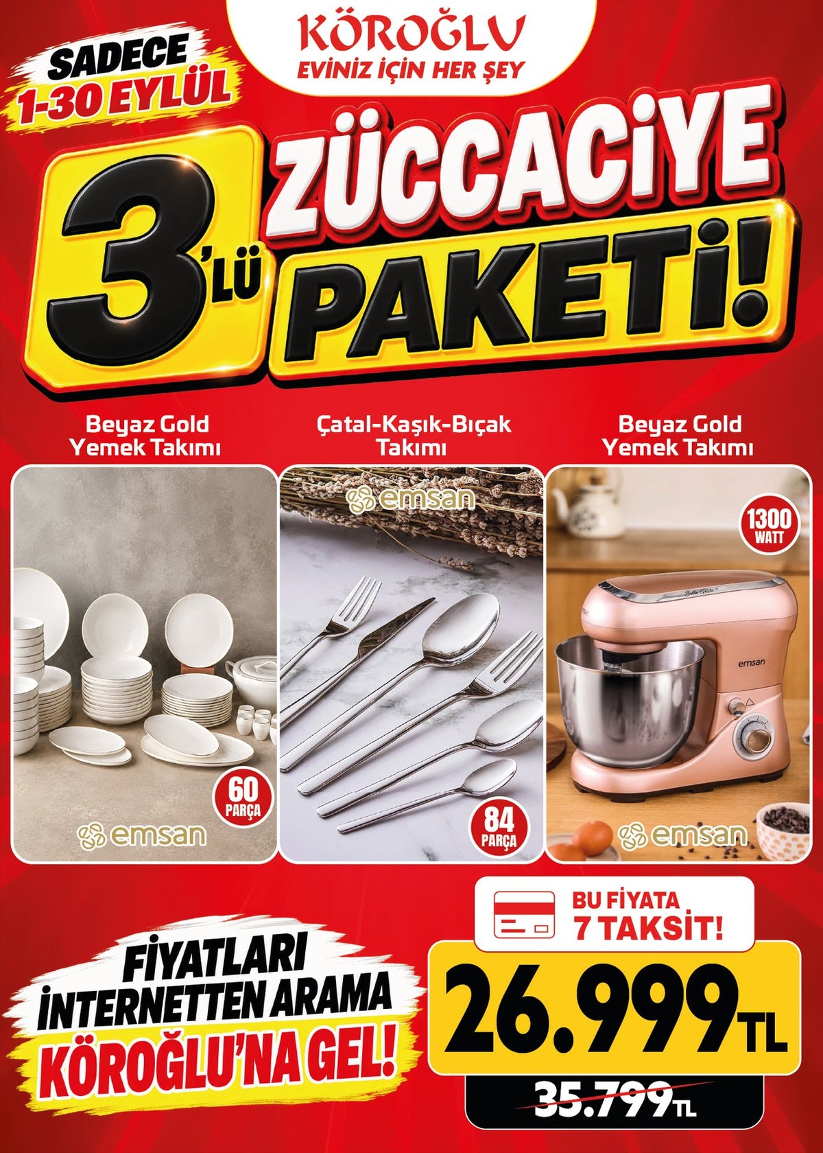 Beyaz Gold Züccaciye Paketi 3'lü Main image