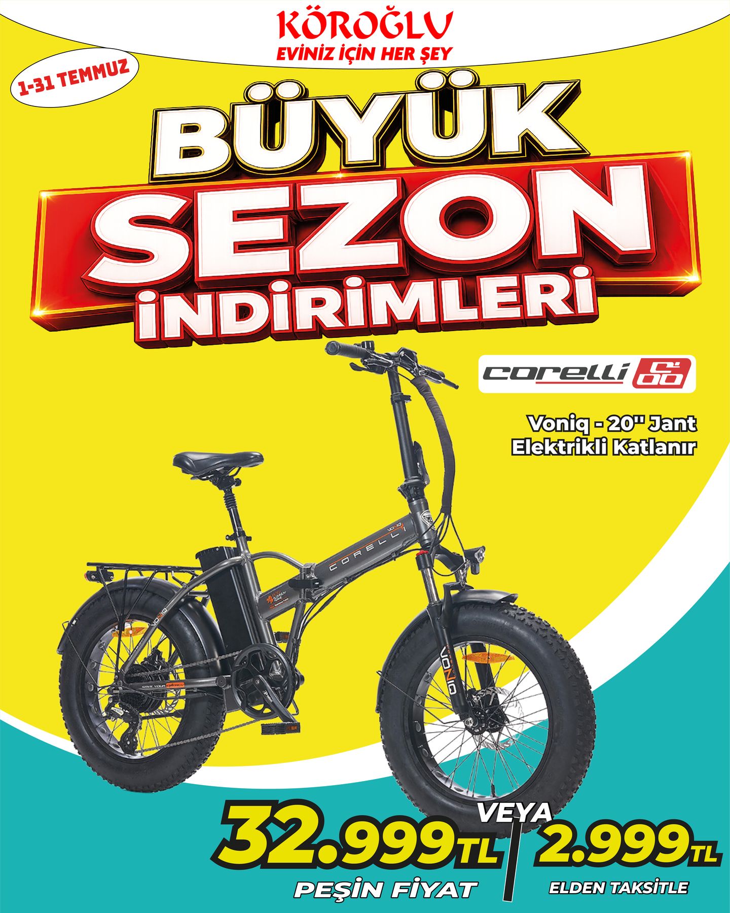 Corelli Voniq Elektrikli Katlanır Bisiklet Main image