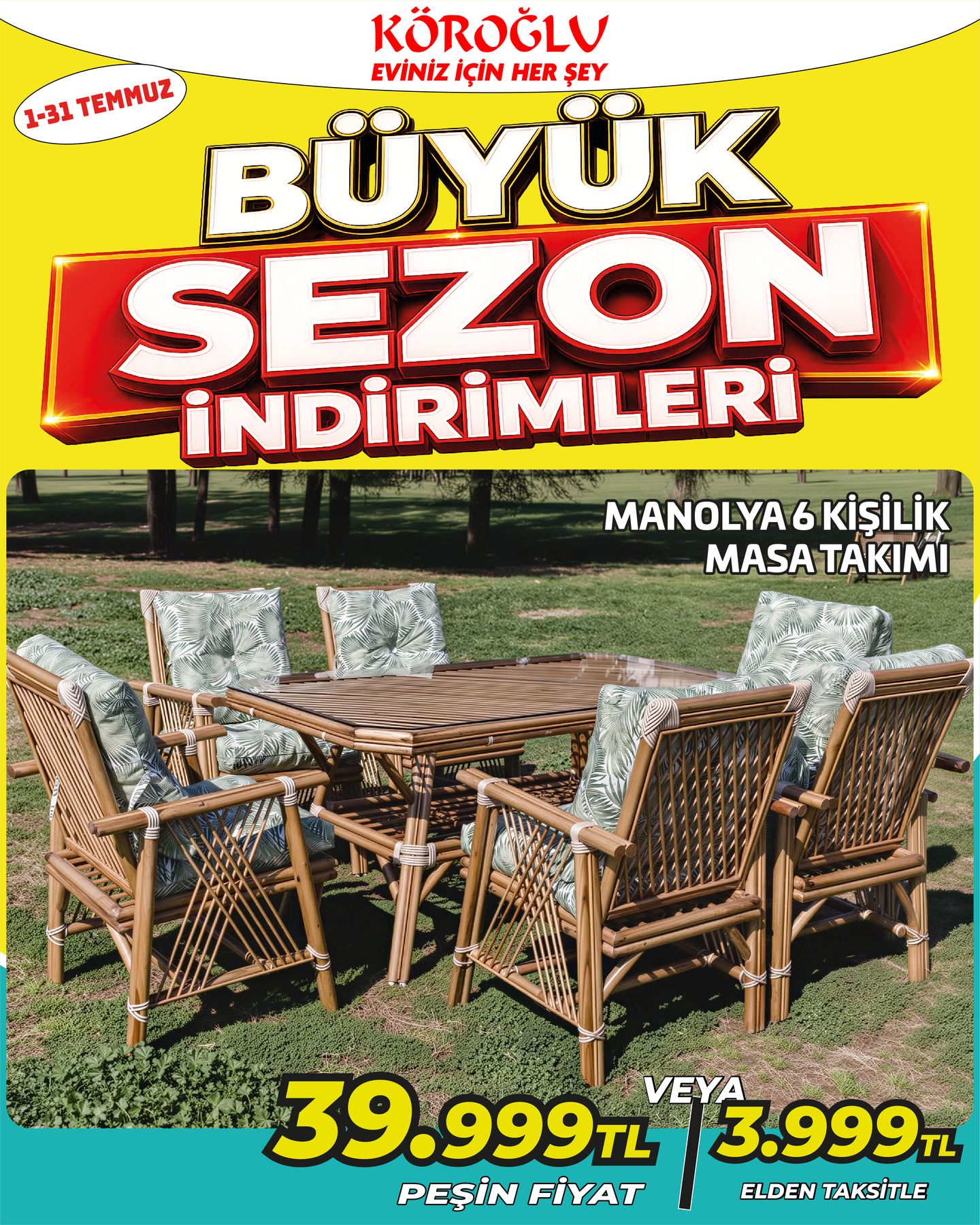 Manolya 6 Kişilik Masa Takımı