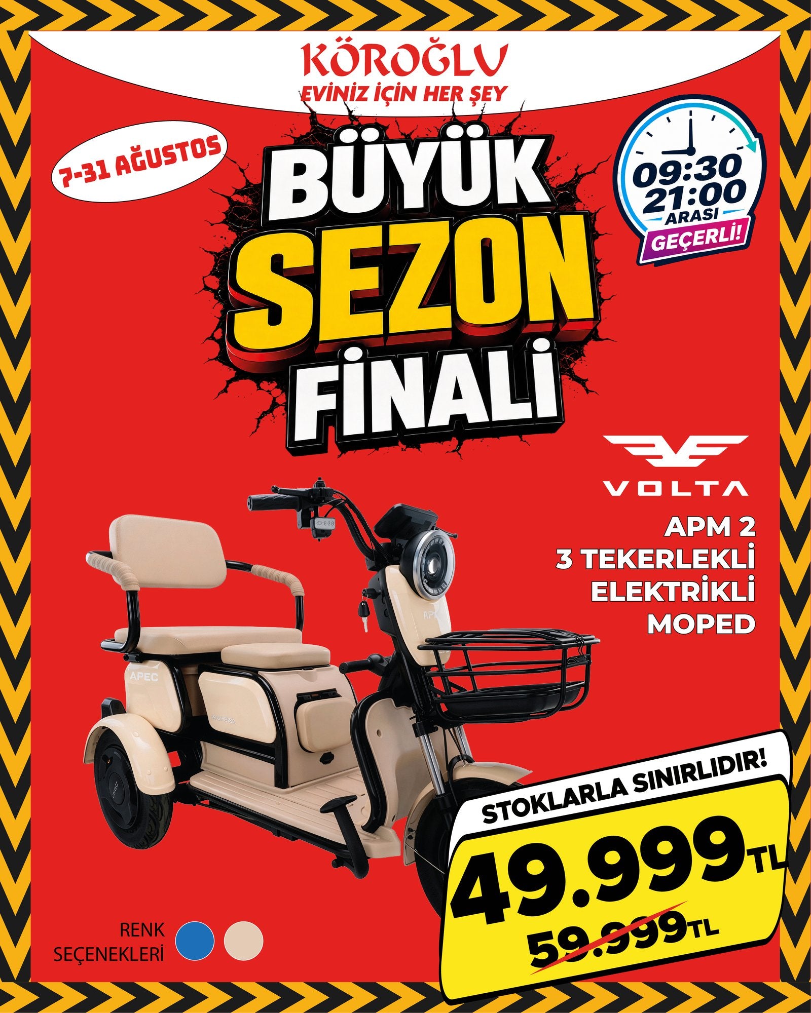 Volta APM 2 Üç Tekerlekli Elektrikli Moped