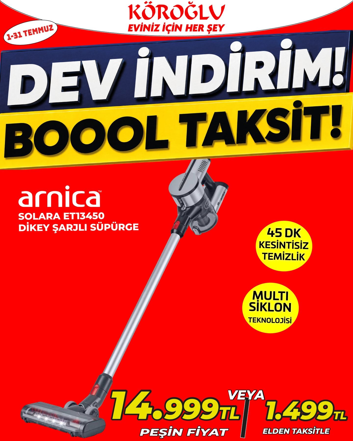 Arnica Solara Dikey Şarjlı Süpürge