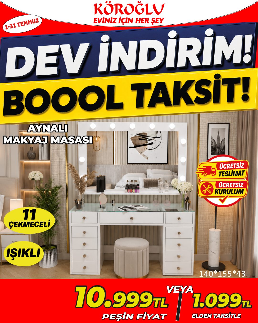 Aynalı Makyaj Masası Main image