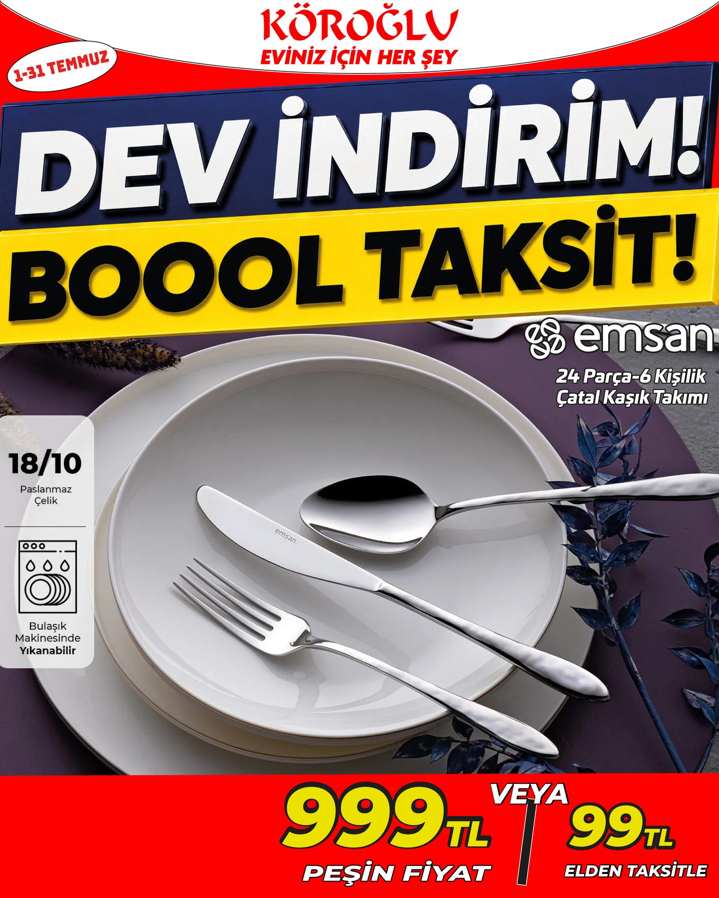 Emsan 24 Parça Çatal Kaşık Takımı