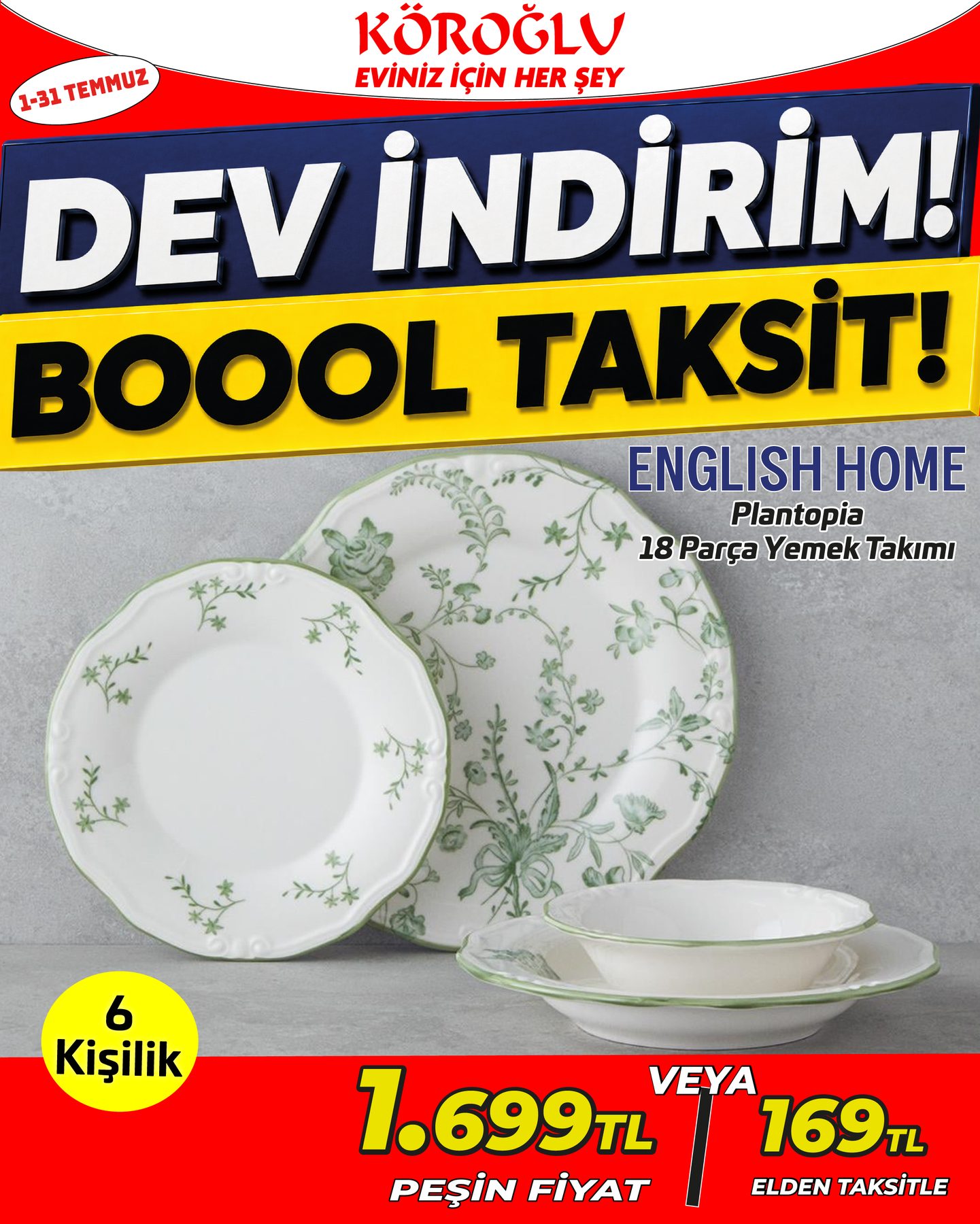 English Home 18 Parça Yemek Takımı