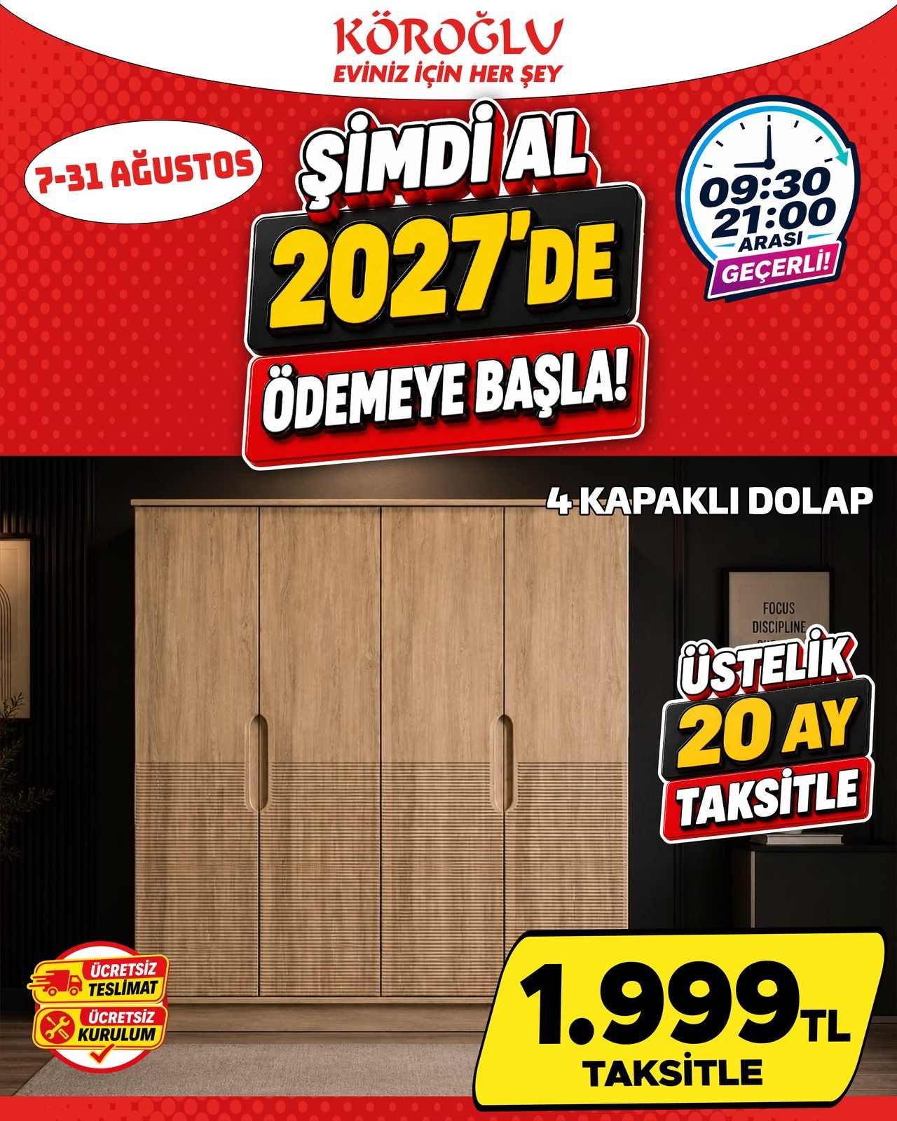 4 Kapaklı Dolap