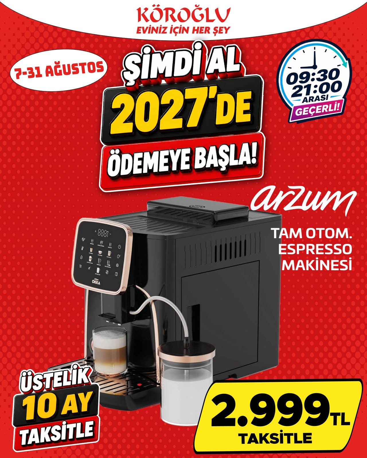 Arzum Okka Minio Otomatik Kahve Makinesi