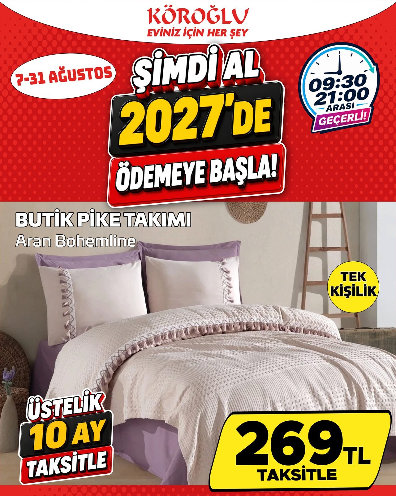 Butik Pike Takımı Tek Kişilik