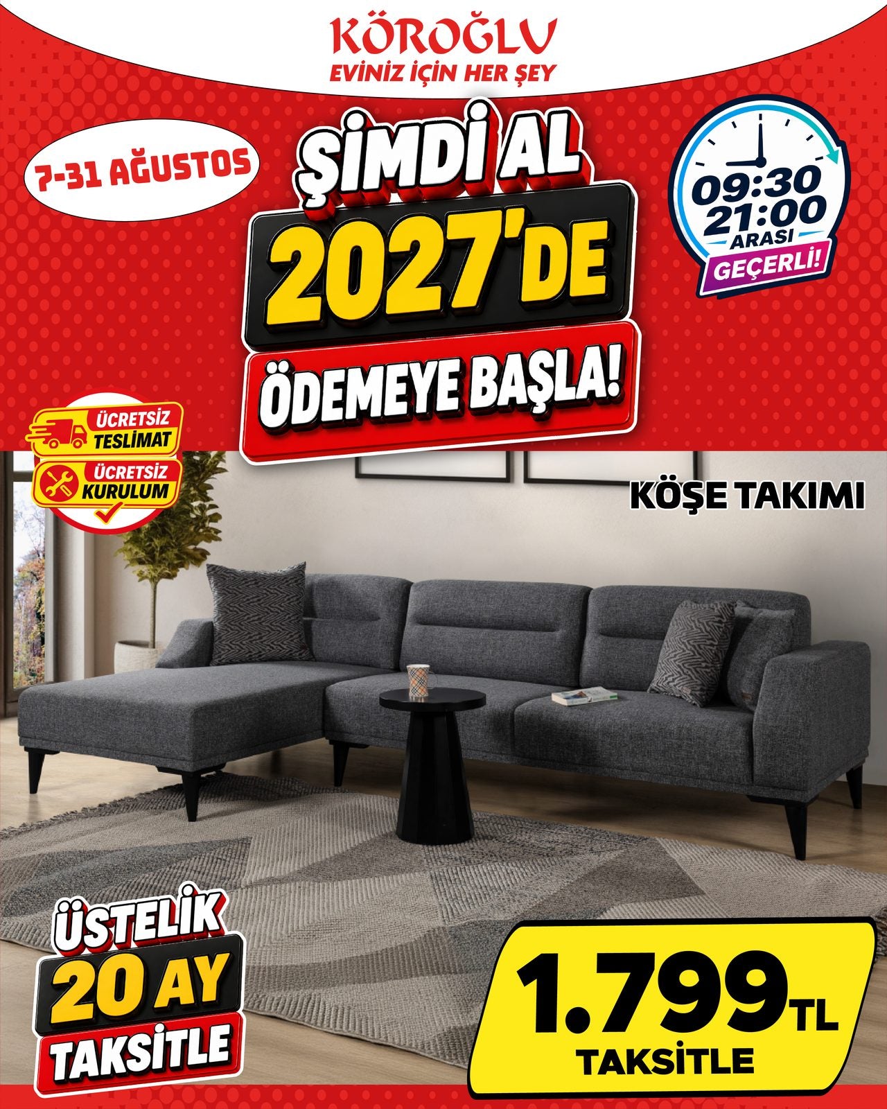 Köşe Takımı Gri Main image