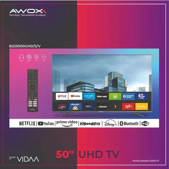 Awox 50" 127 Ekran 4K Led Lcd  Smart Webos—Vidaa Tv
